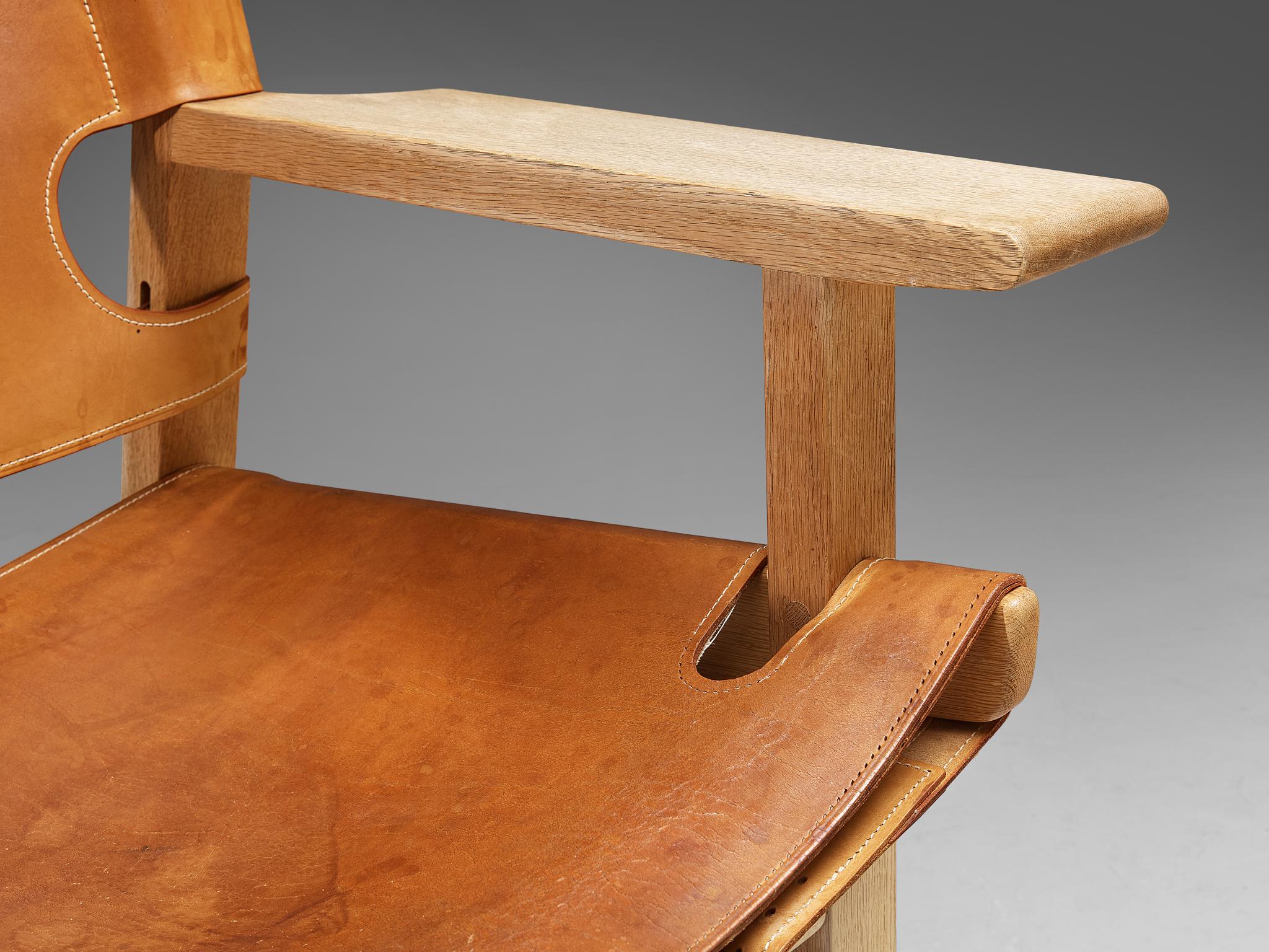 Børge Mogensen Pair of 'Spanish' Chairs in Oak and Cognac Leather 6