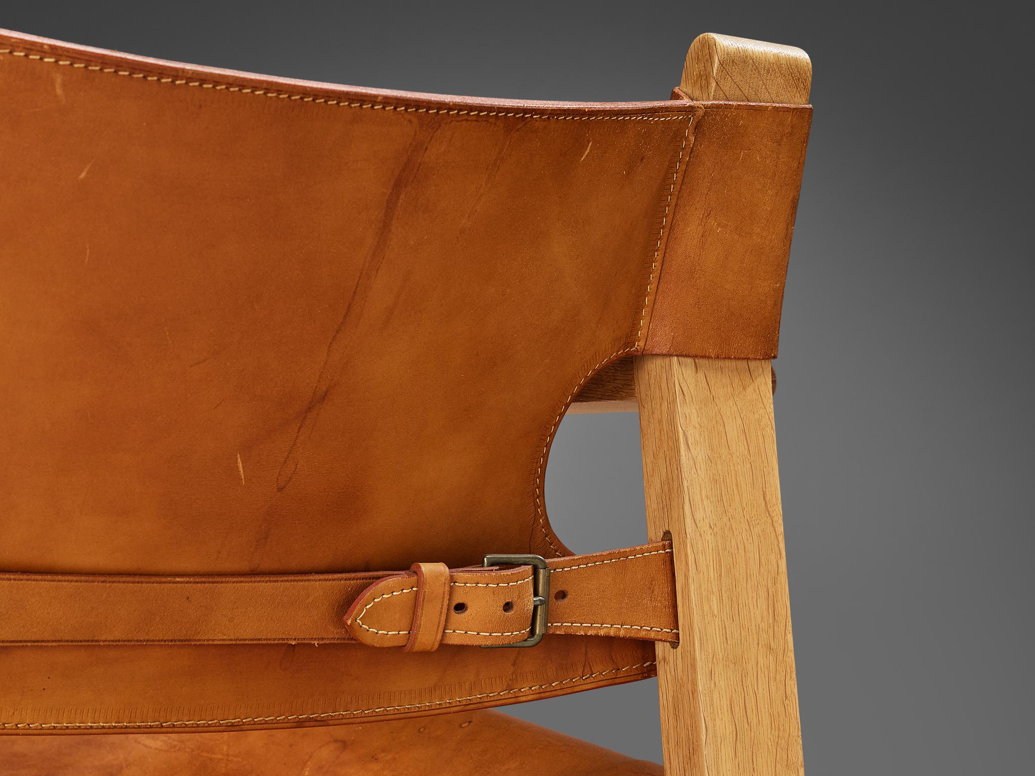 Børge Mogensen Pair of 'Spanish Chairs' in Oak and Cognac Leather 2