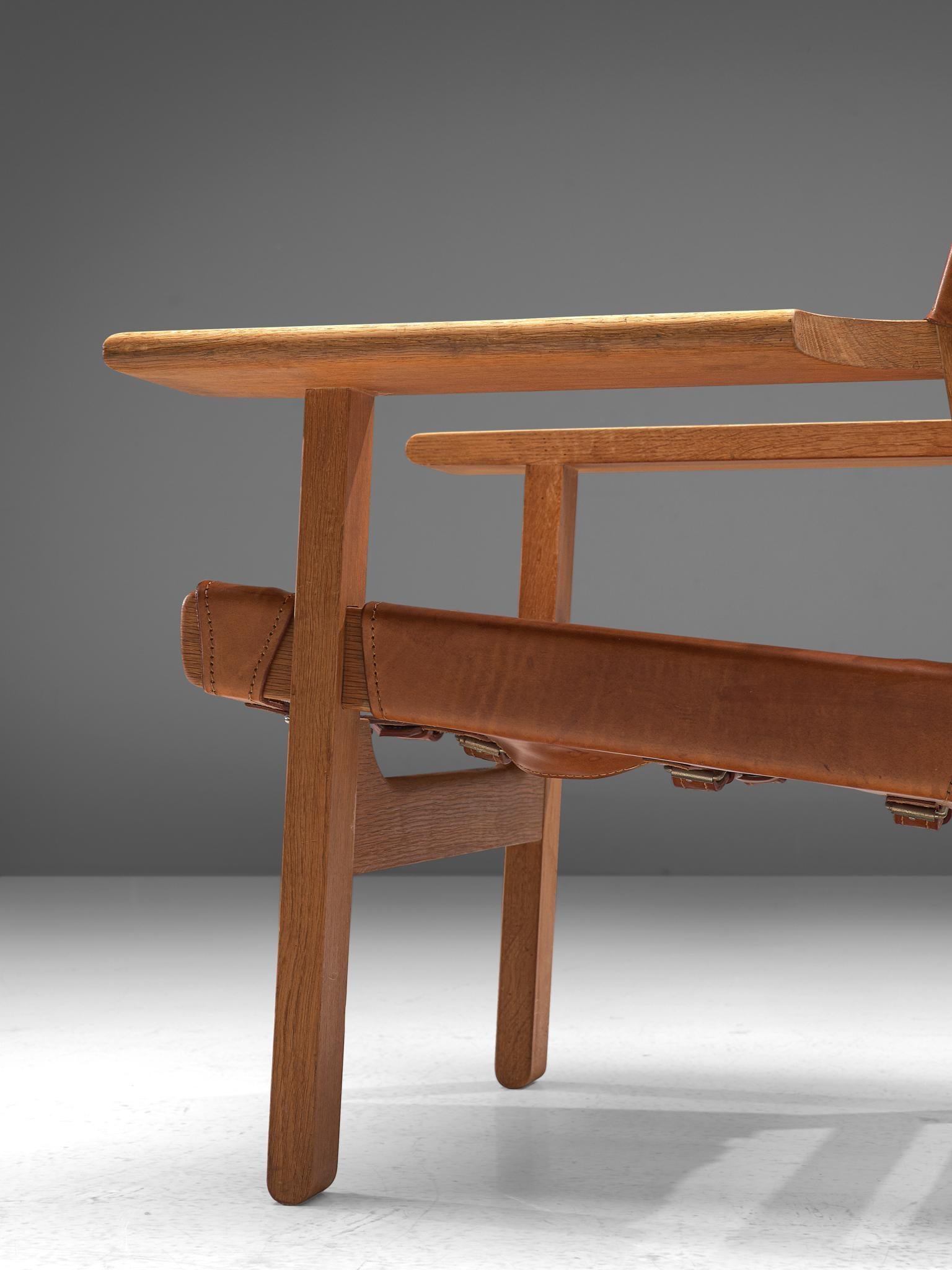 Mid-20th Century Børge Mogensen Pair of 'Spanish Chairs with Cognac Leather