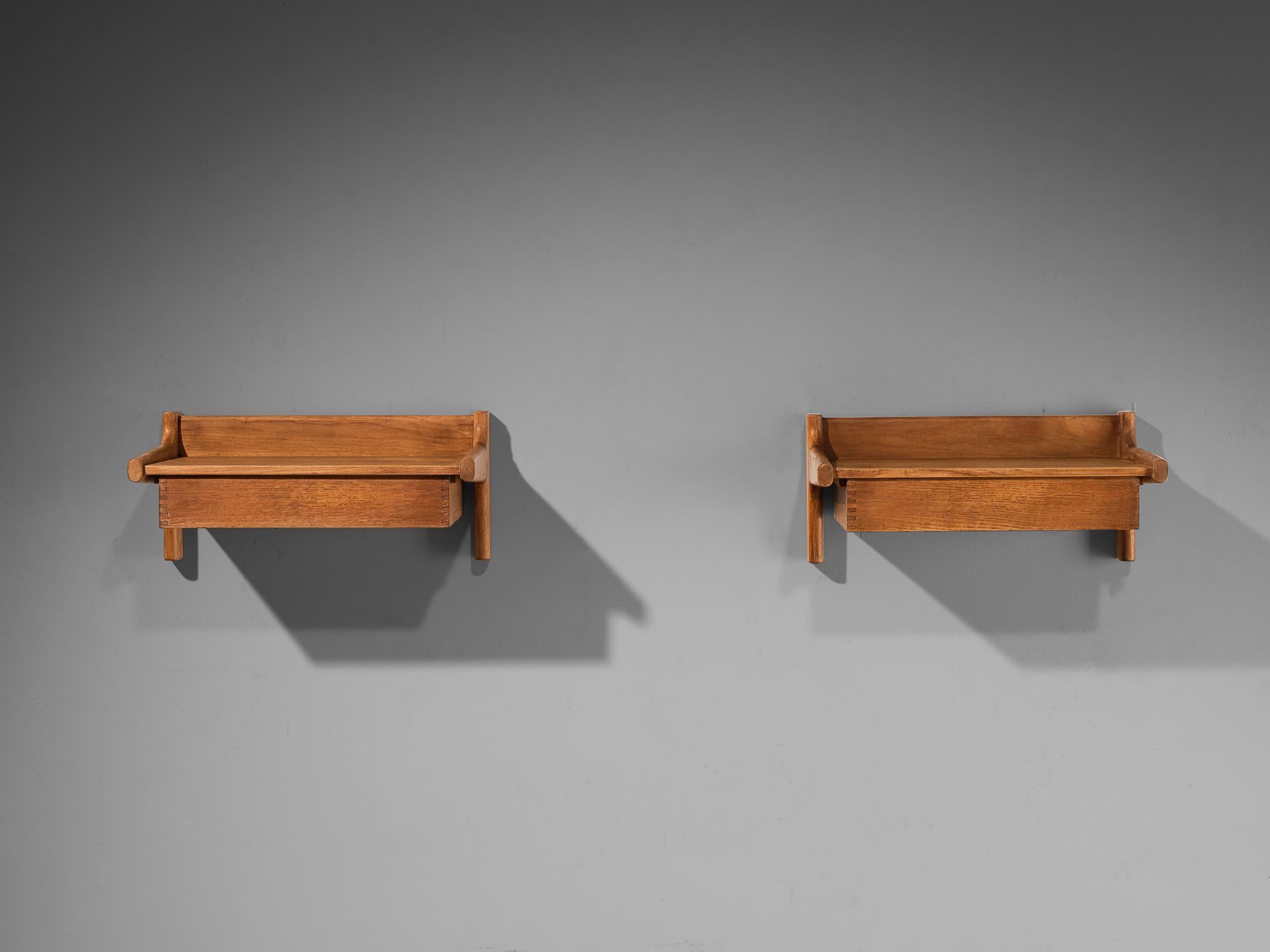 Børge Mogensen Pair of Wall-Mounted Night Stands in Oak 4