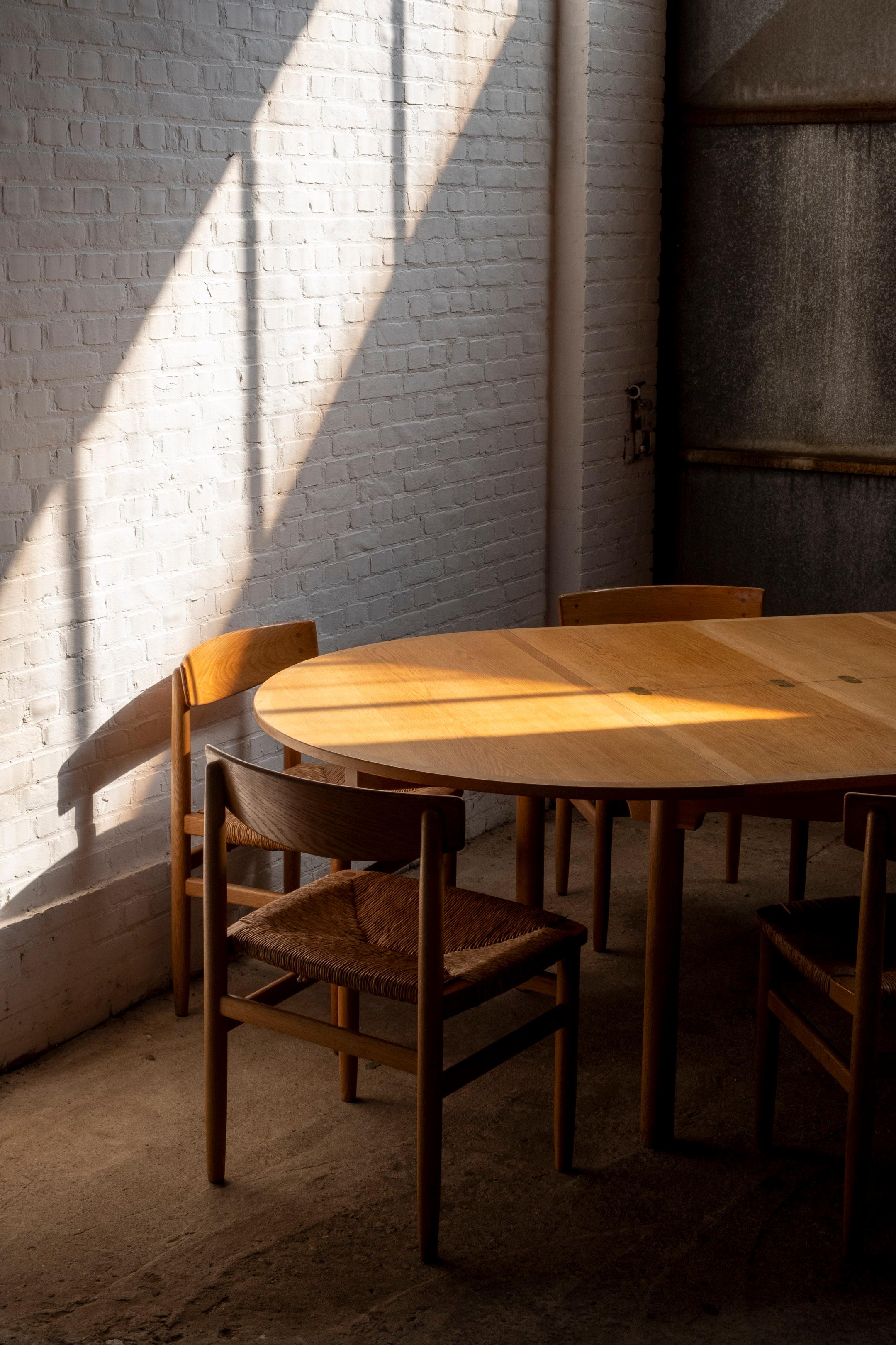 Brass Børge Mogensen Øresund Dining Table in Oak, 1950s Sweden