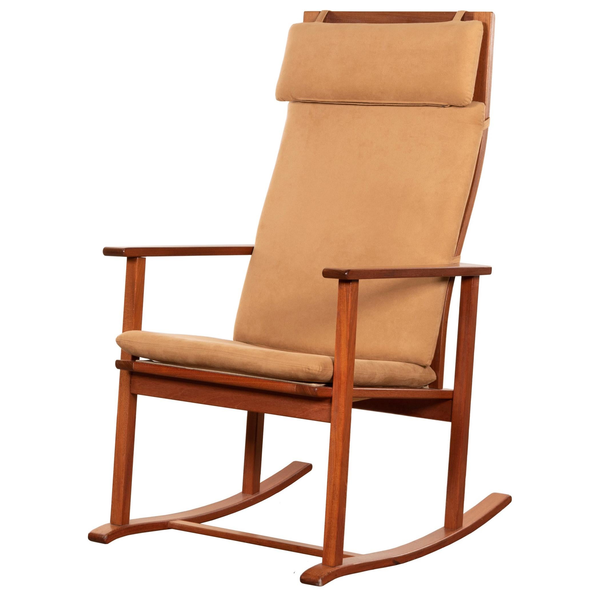 Børge Mogensen Rocking Chair Model 2268 in Teak and Alcantara for Fredericia