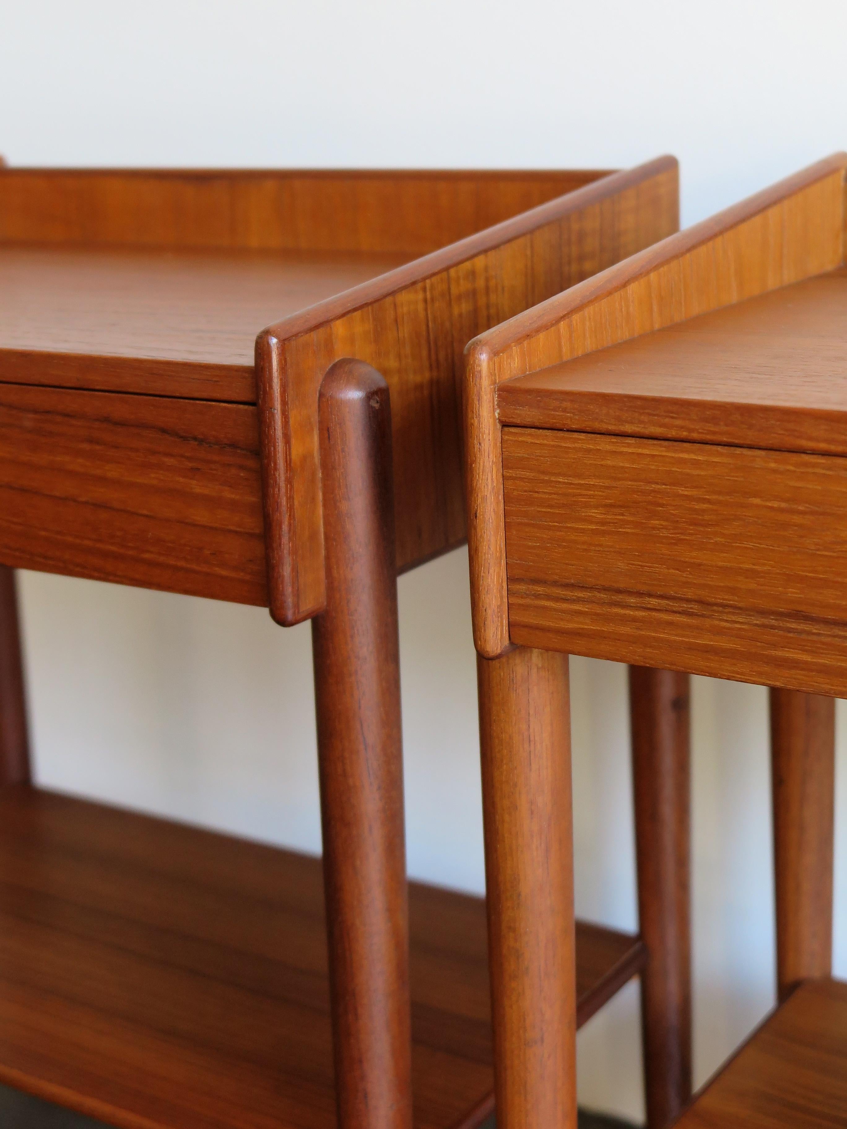 Børge Mogensen Scandinavian Midcentury Teak Bedside Tables Søborg Møbler, 1950s  2