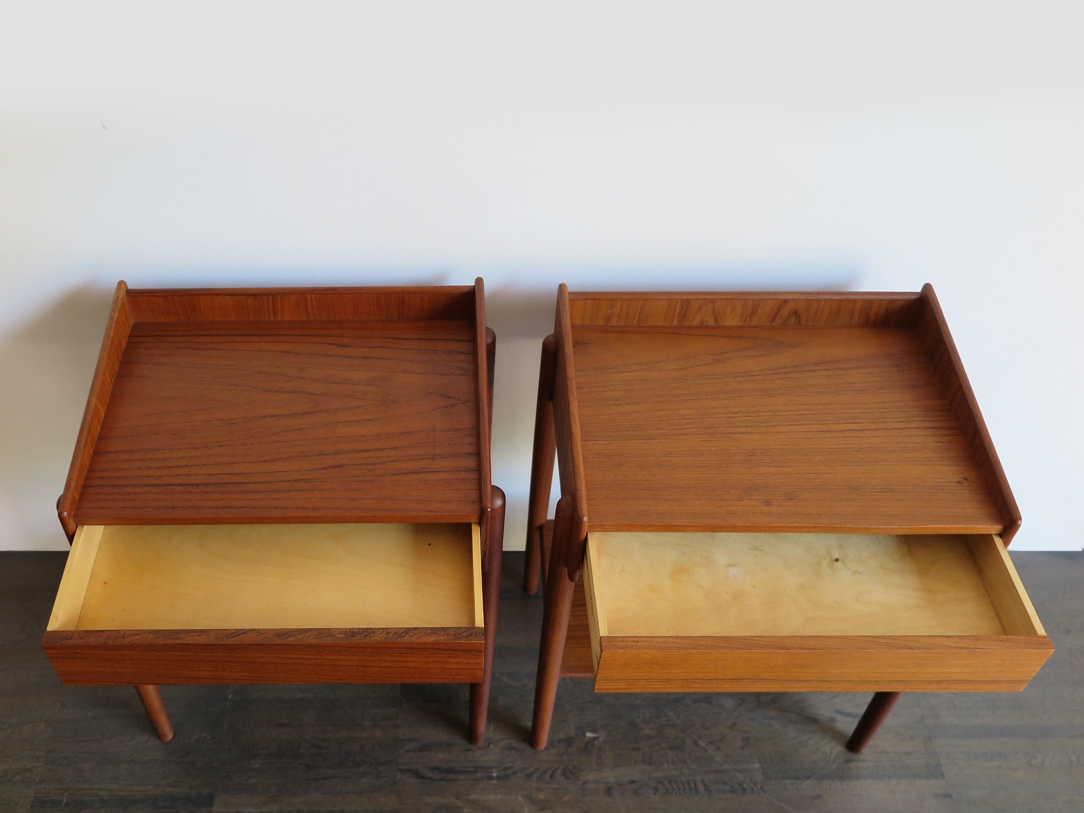 Danish Børge Mogensen Scandinavian Midcentury Teak Bedside Tables Søborg Møbler, 1950s 