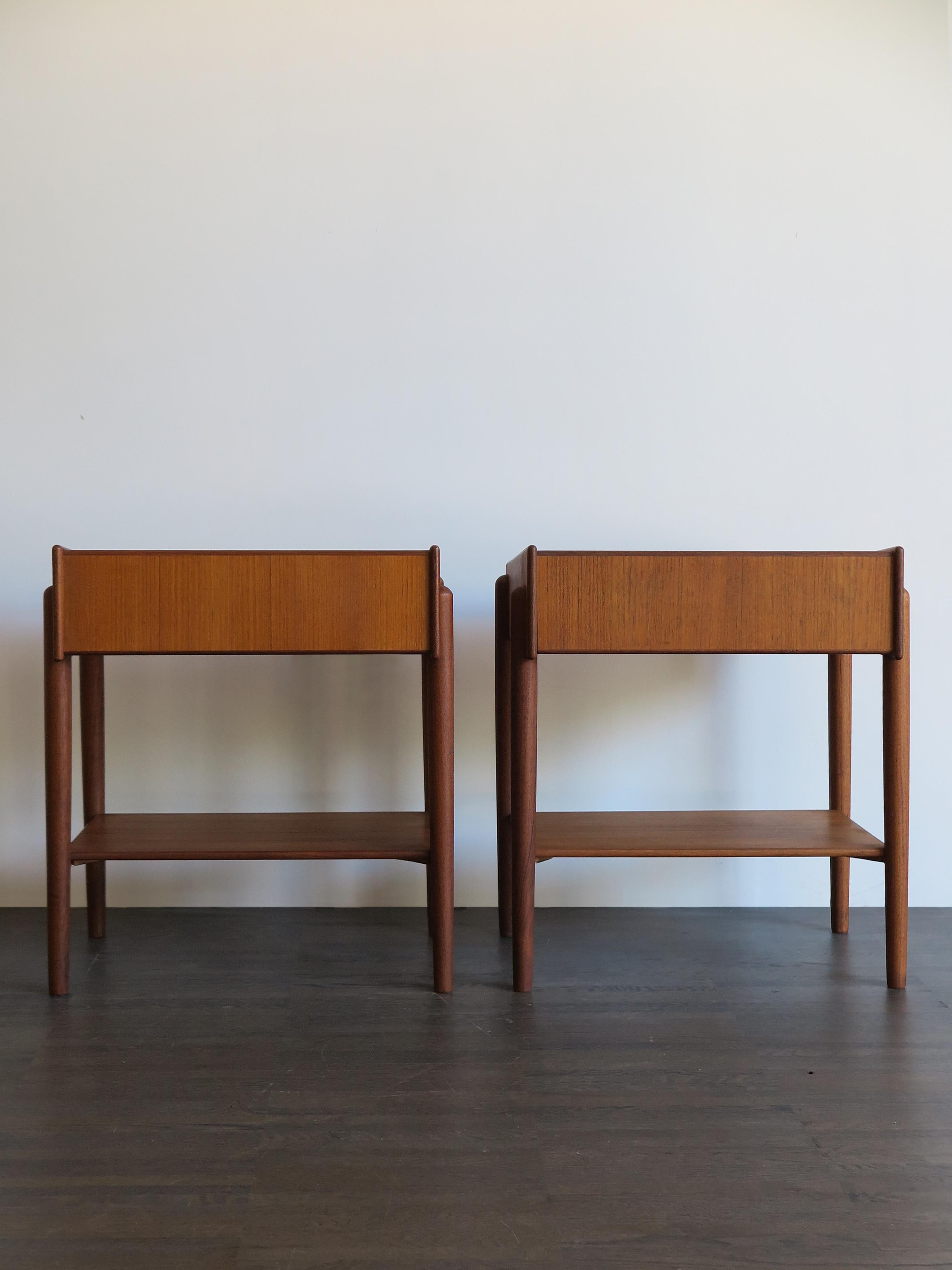 Børge Mogensen Scandinavian Midcentury Teak Bedside Tables Søborg Møbler, 1950s  In Good Condition In Reggio Emilia, IT