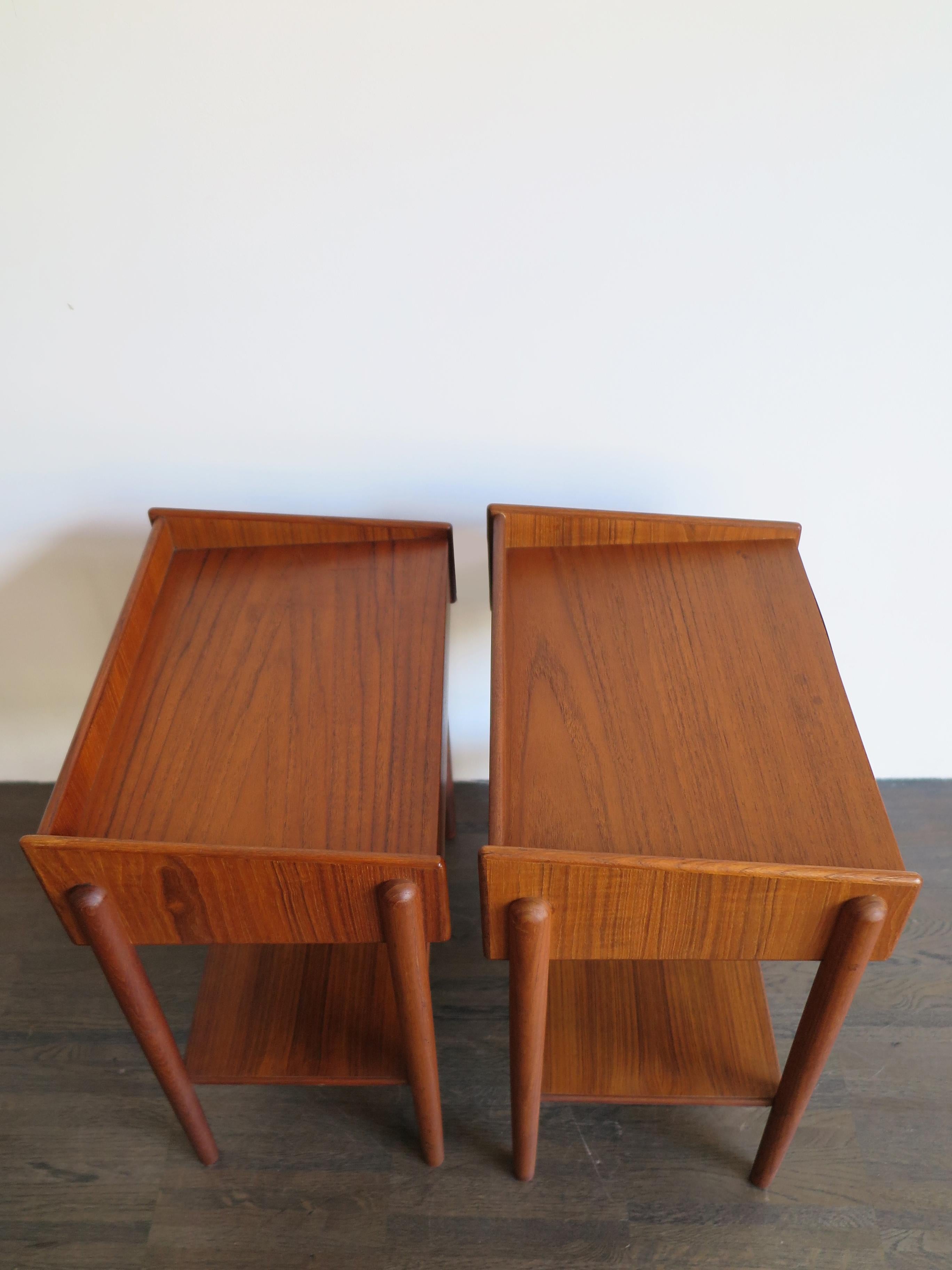 Mid-20th Century Børge Mogensen Scandinavian Midcentury Teak Bedside Tables Søborg Møbler, 1950s 