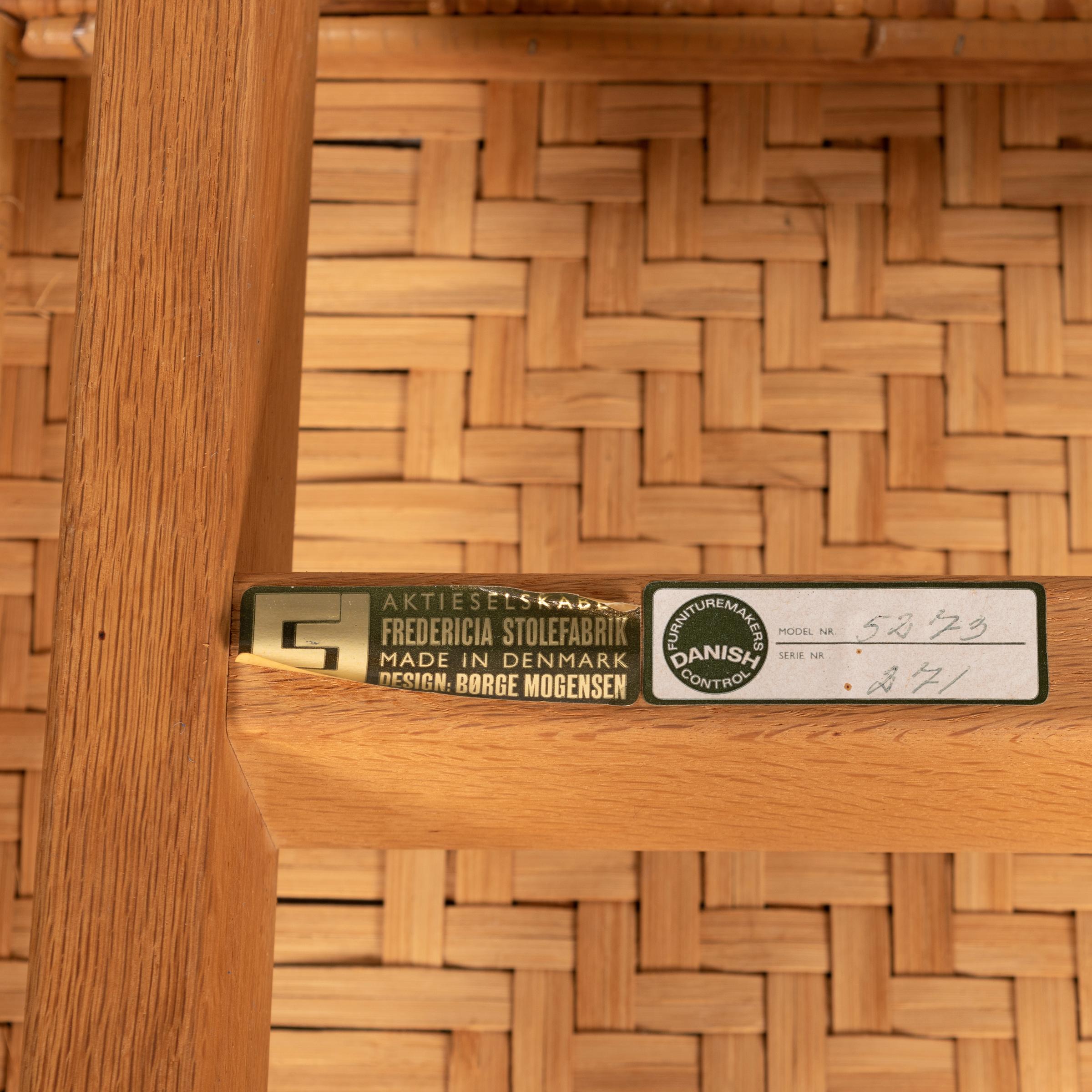 Børge Mogensen Set Benches Model 5273 in Natural Oak and Wicker for Fredericia 5