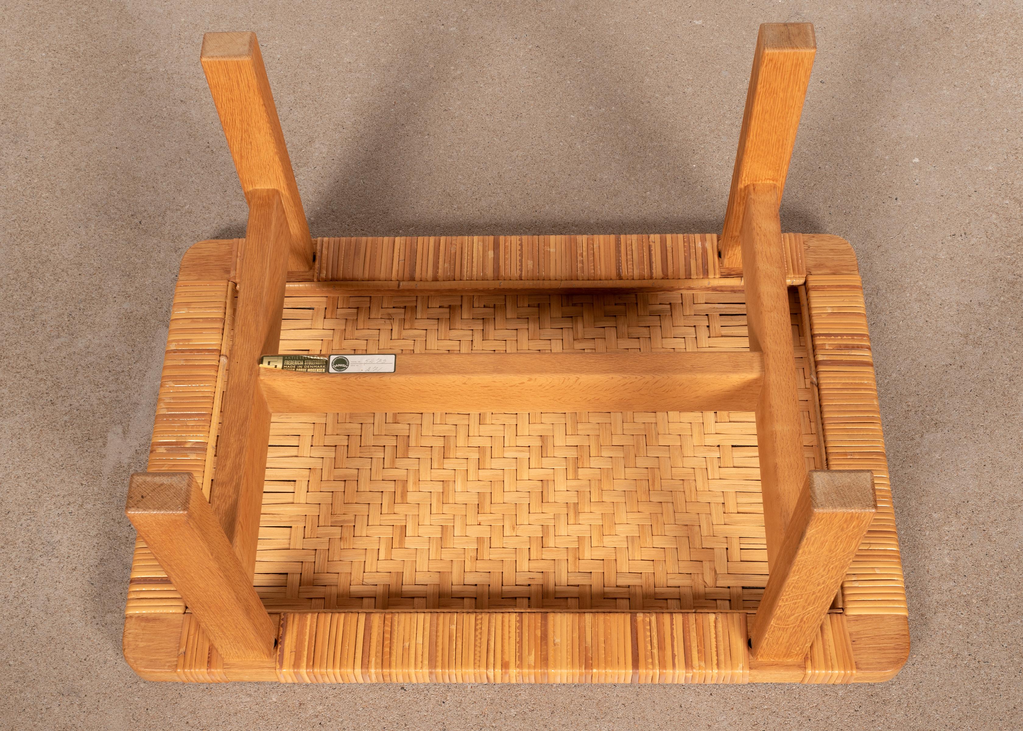 Mid-20th Century Børge Mogensen Set Benches Model 5273 in Natural Oak and Wicker for Fredericia