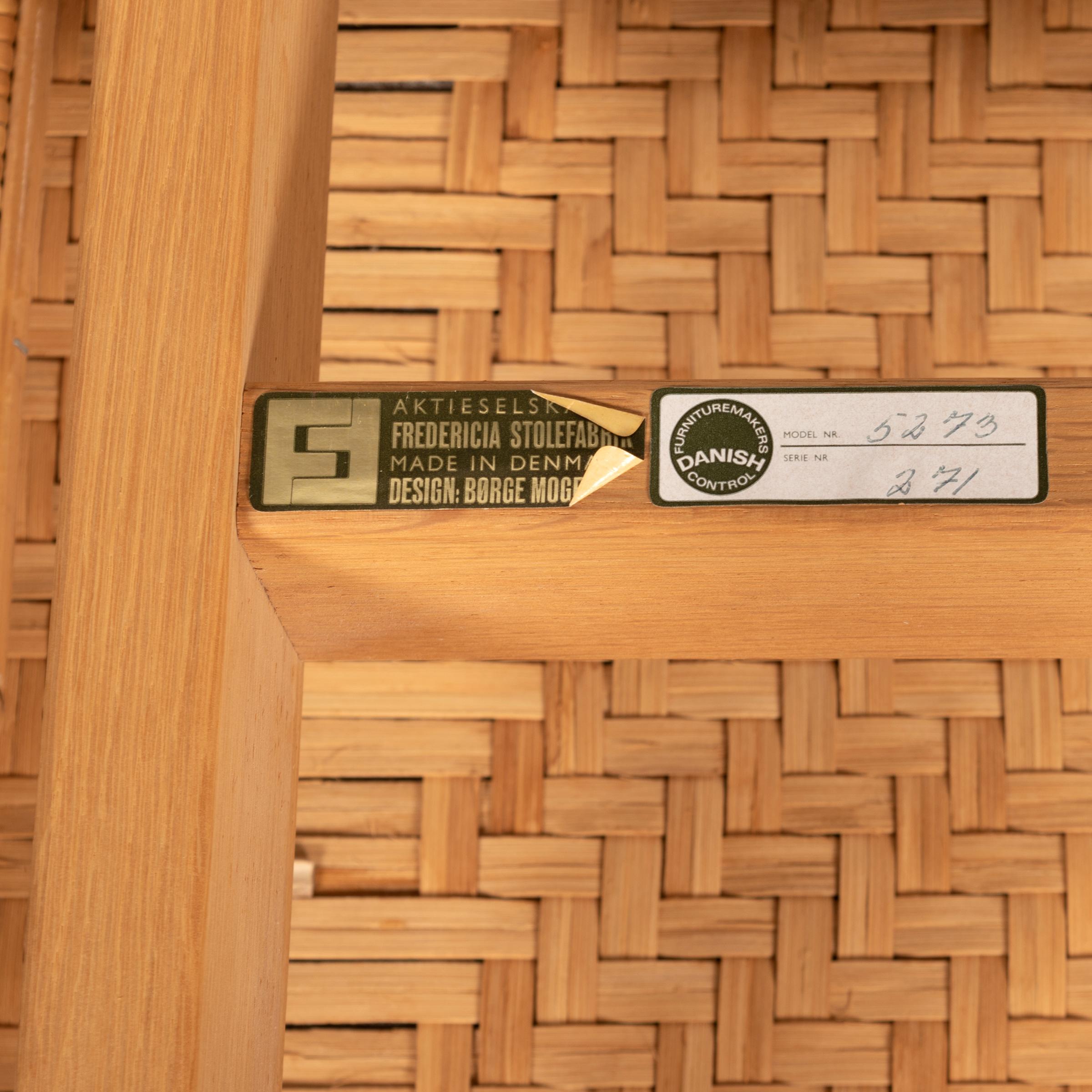 Cane Børge Mogensen Set Benches Model 5273 in Natural Oak and Wicker for Fredericia