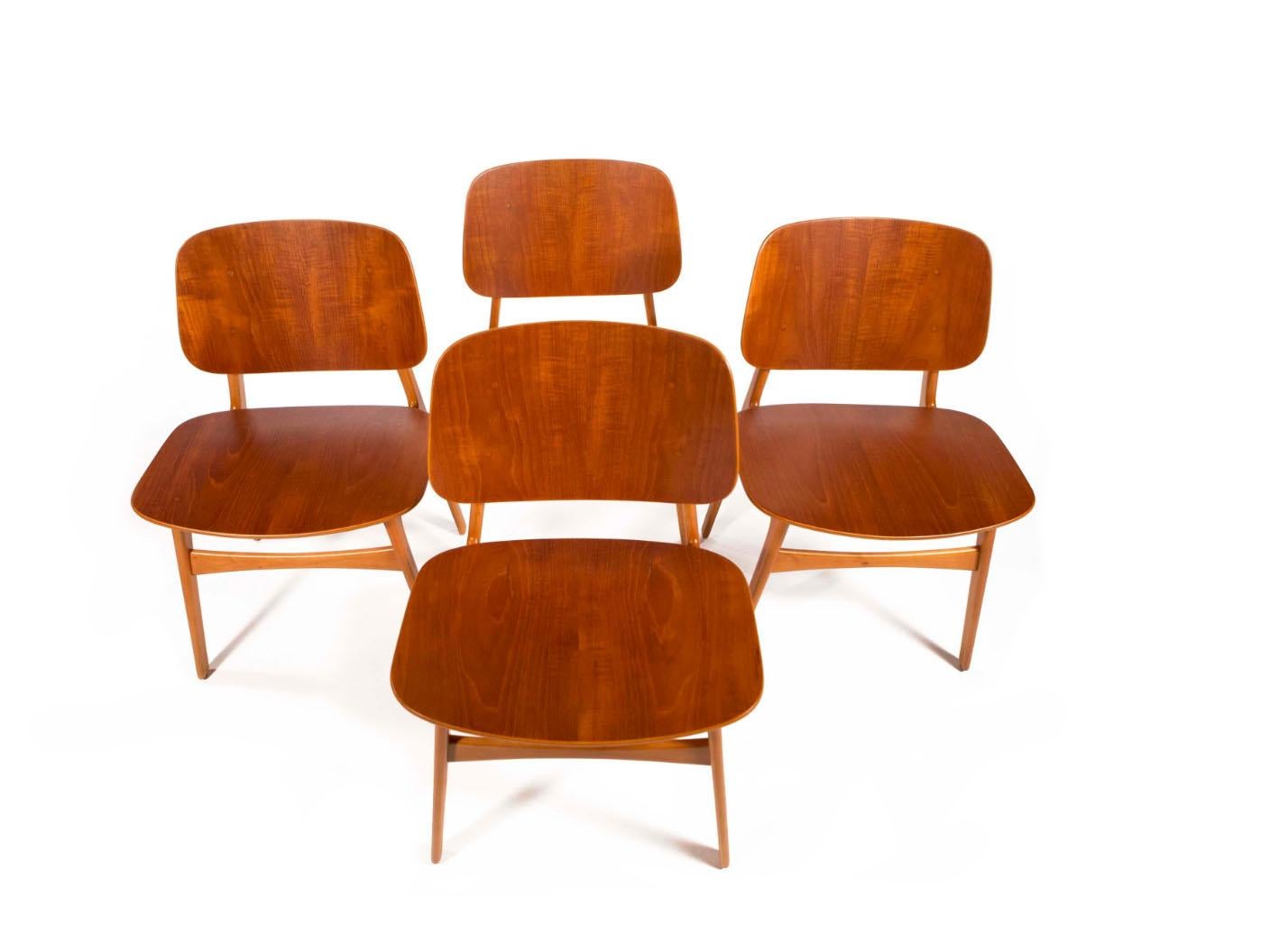 Børge Mogensen Set of 4 Dining Chairs Model 155 for Søborg Møbler Denmark 1950s 5