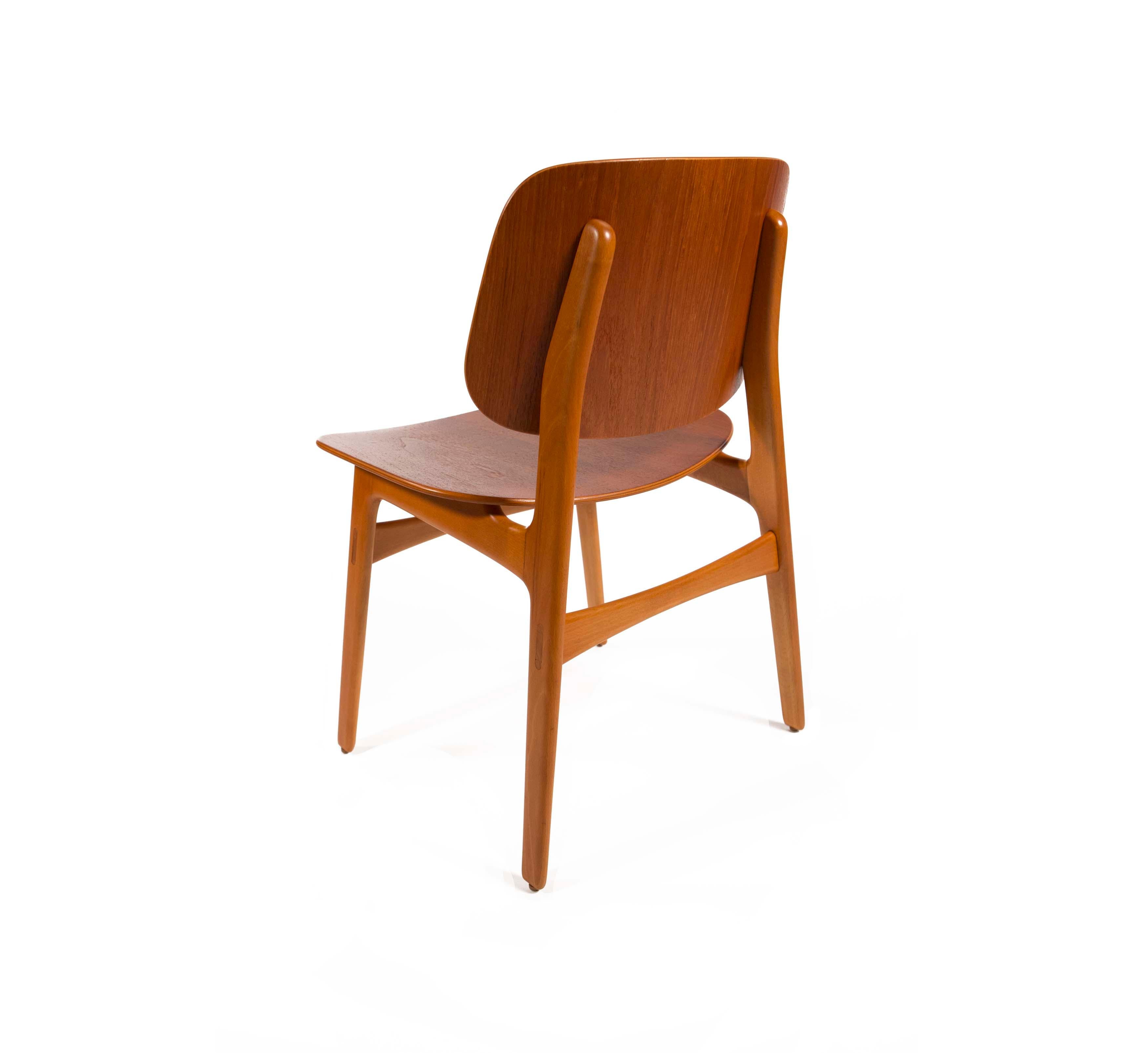 Børge Mogensen Set of 4 Dining Chairs Model 155 for Søborg Møbler Denmark 1950s 3