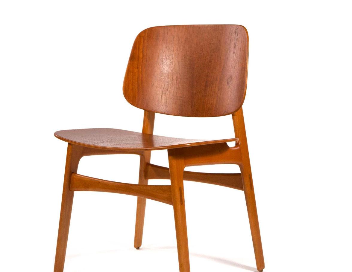Børge Mogensen Set of 4 Dining Chairs Model 155 for Søborg Møbler Denmark 1950s 2