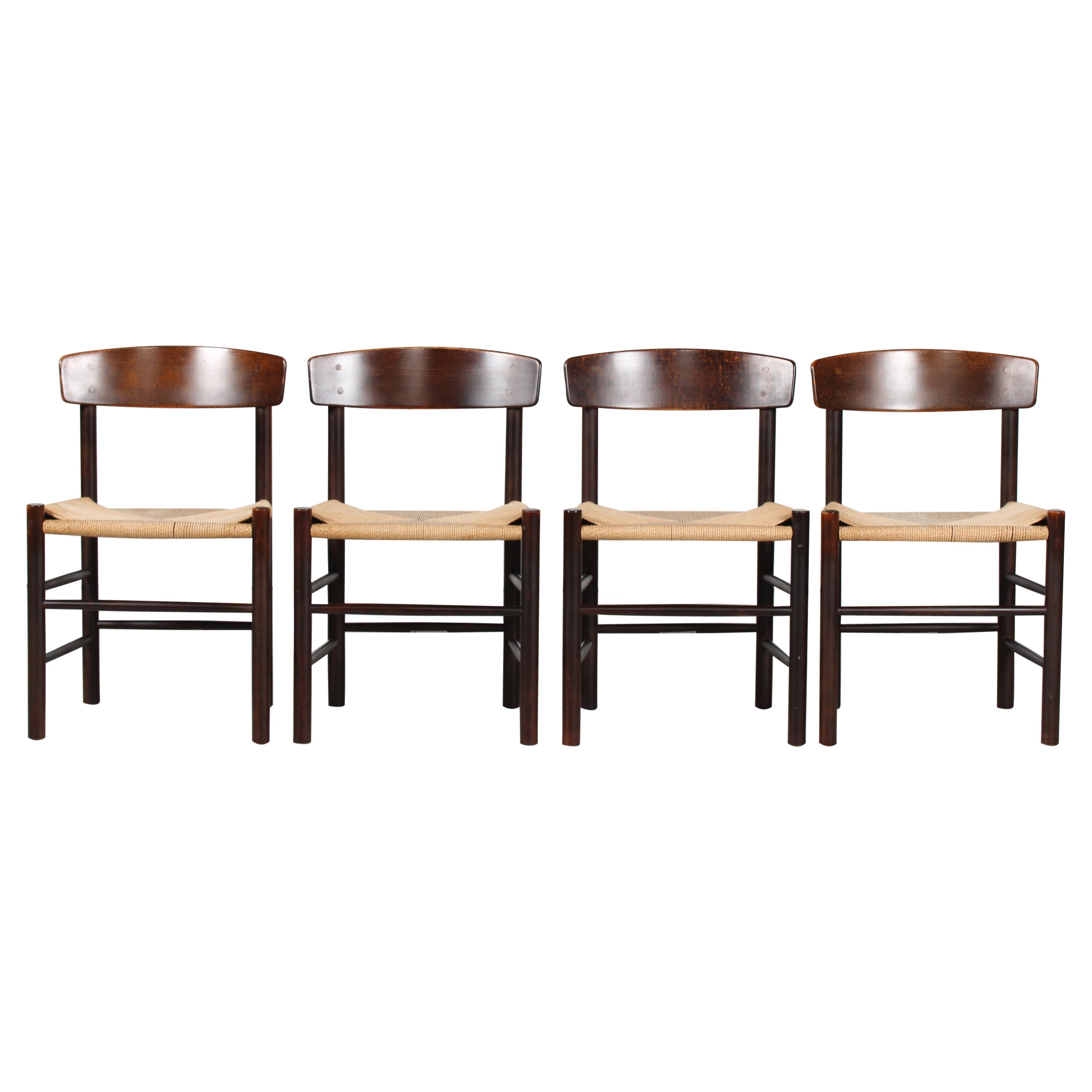 Børge Mogensen Set of 4 J 39 Chairs "Folkestolen" by F.D.B. Møbler, Denmark 1970