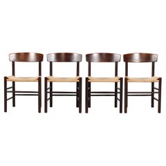 Børge Mogensen Set of 4 J 39 Chairs "Folkestolen" by F.D.B. Møbler, Denmark 1970