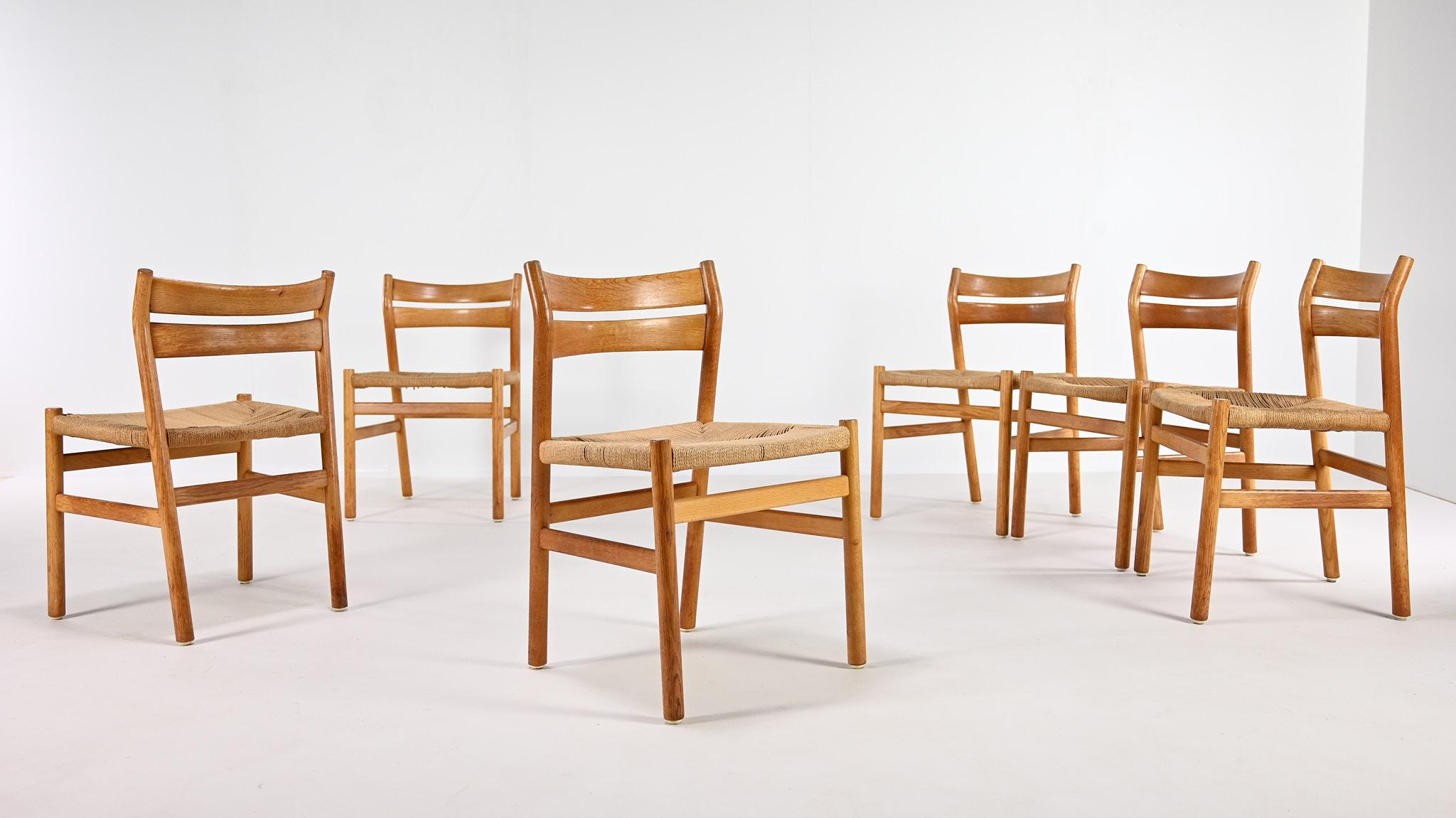Børge Mogensen, ensemble de 6 chaises BM-1 pour A.M. Madsens Møbelfabrik

Cet ensemble de 6 chaises A&M, créé par le maître designer danois Børge Mogensen pour C.M. Madsens Møbelfabrik est un excellent exemple du travail de Mogensen et de