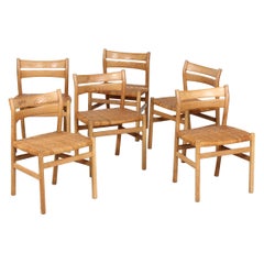 Børge Mogensen Set of 6 Dining Chairs of Oak + Cane BM 1 by C. M. Madsen Denmark