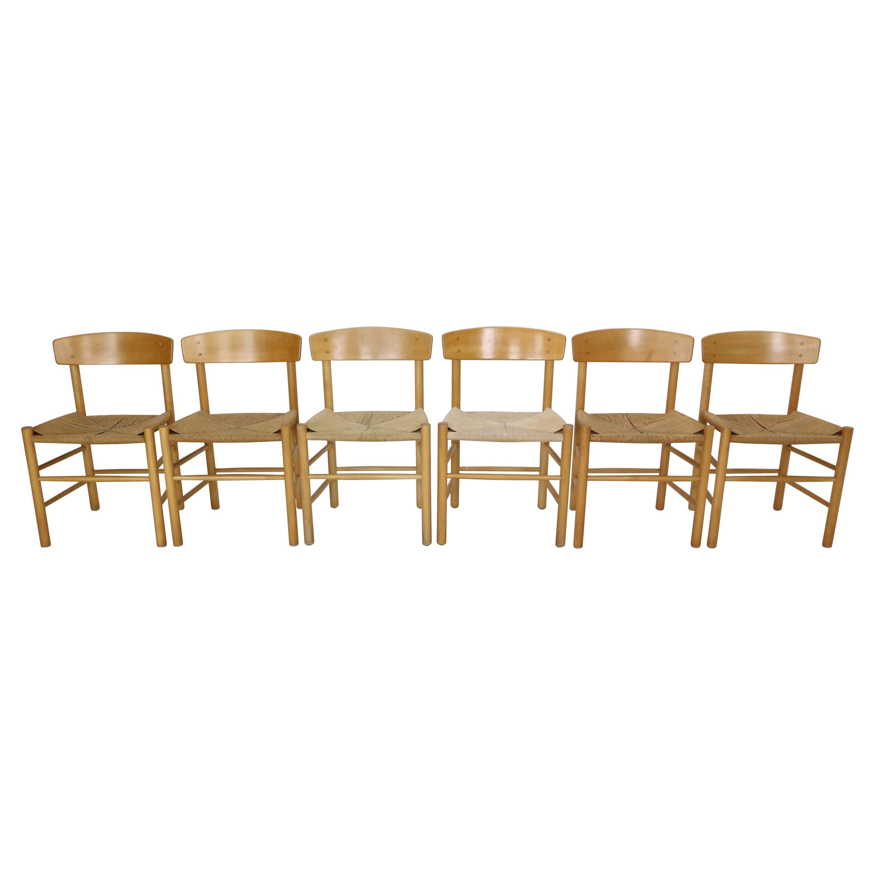 Børge Mogensen Set of 6 "J39" Dinning Oak Chairs for FDB Møbler, Denmark, 1947