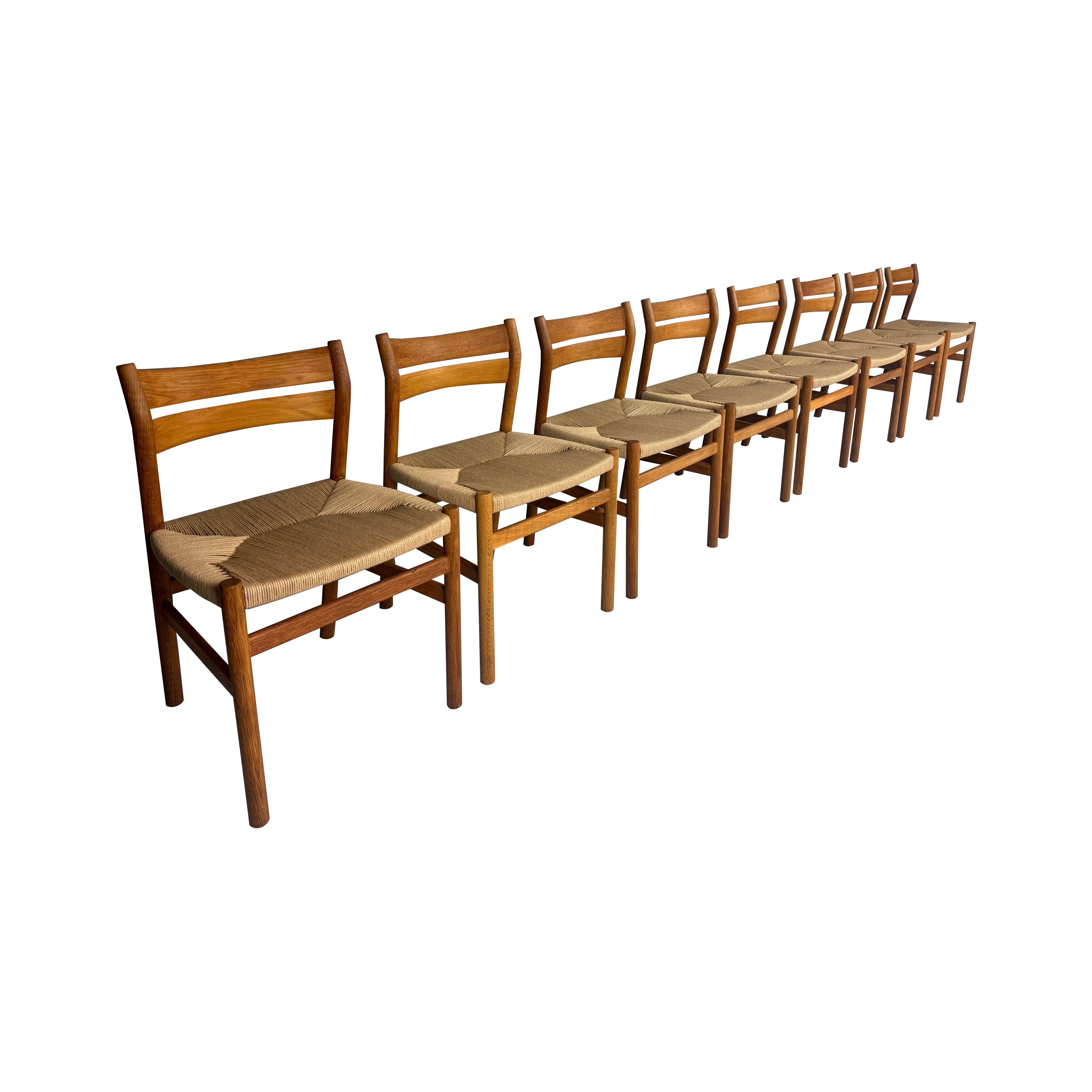 Børge Mogensen Set of 8 "BM-1" Dinning Oak Chairs for C.M Møbler, 1947, Denmark
