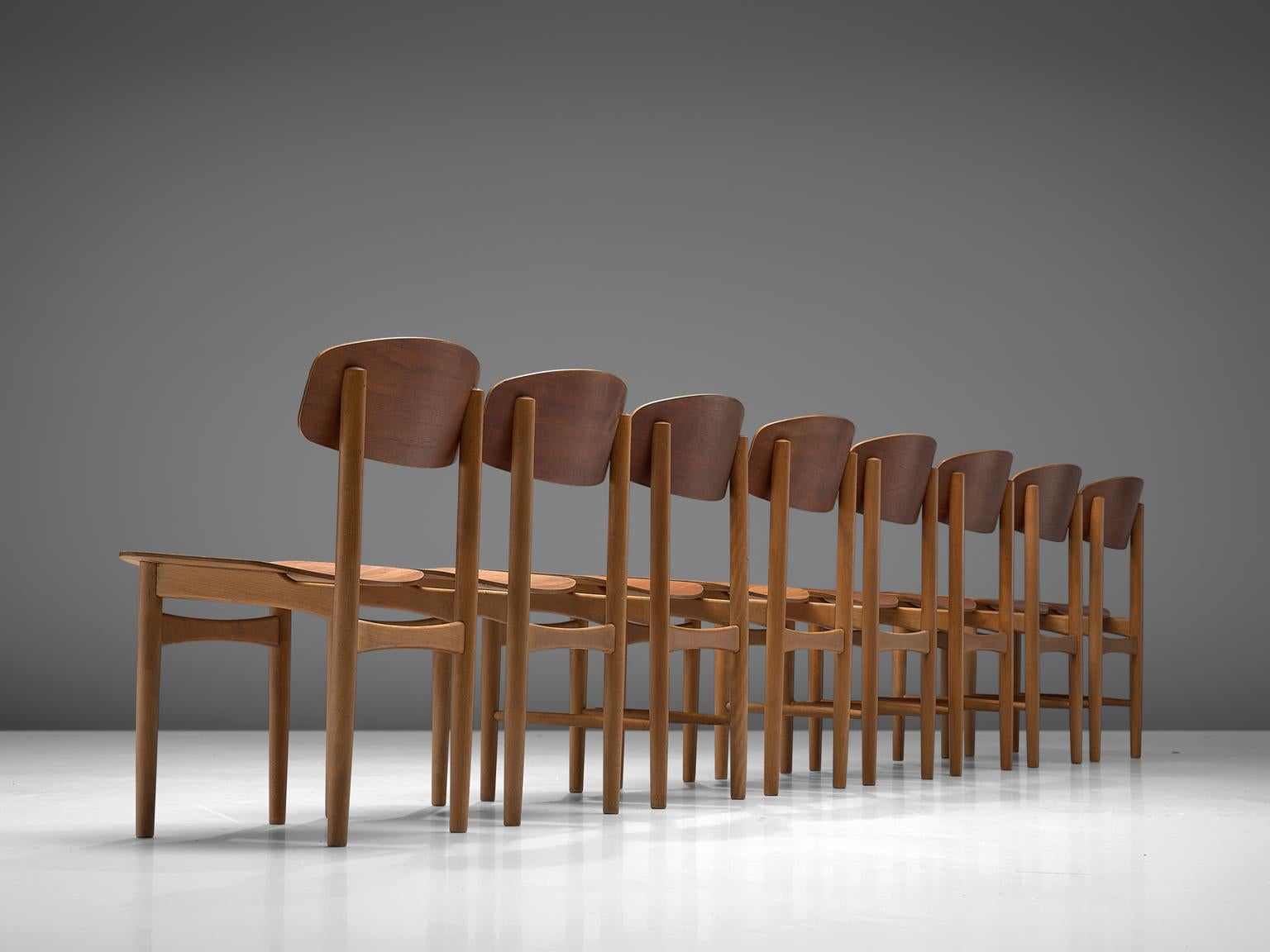 Danish Børge Mogensen Set of Eight Dining Chairs in Teak