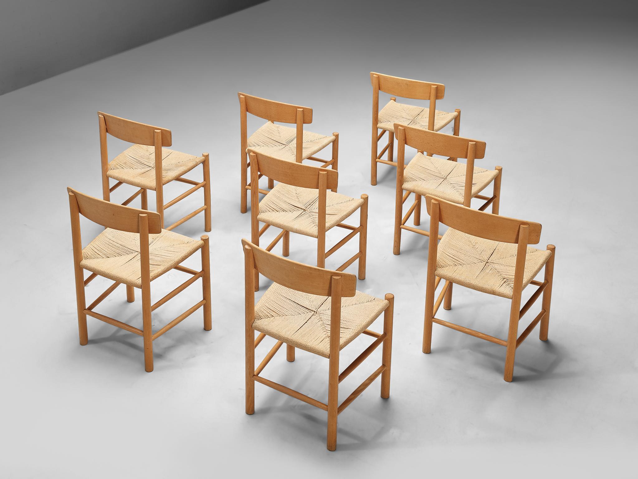 Mid-Century Modern Børge Mogensen Set of Eight Dining Chairs Model 'J39'