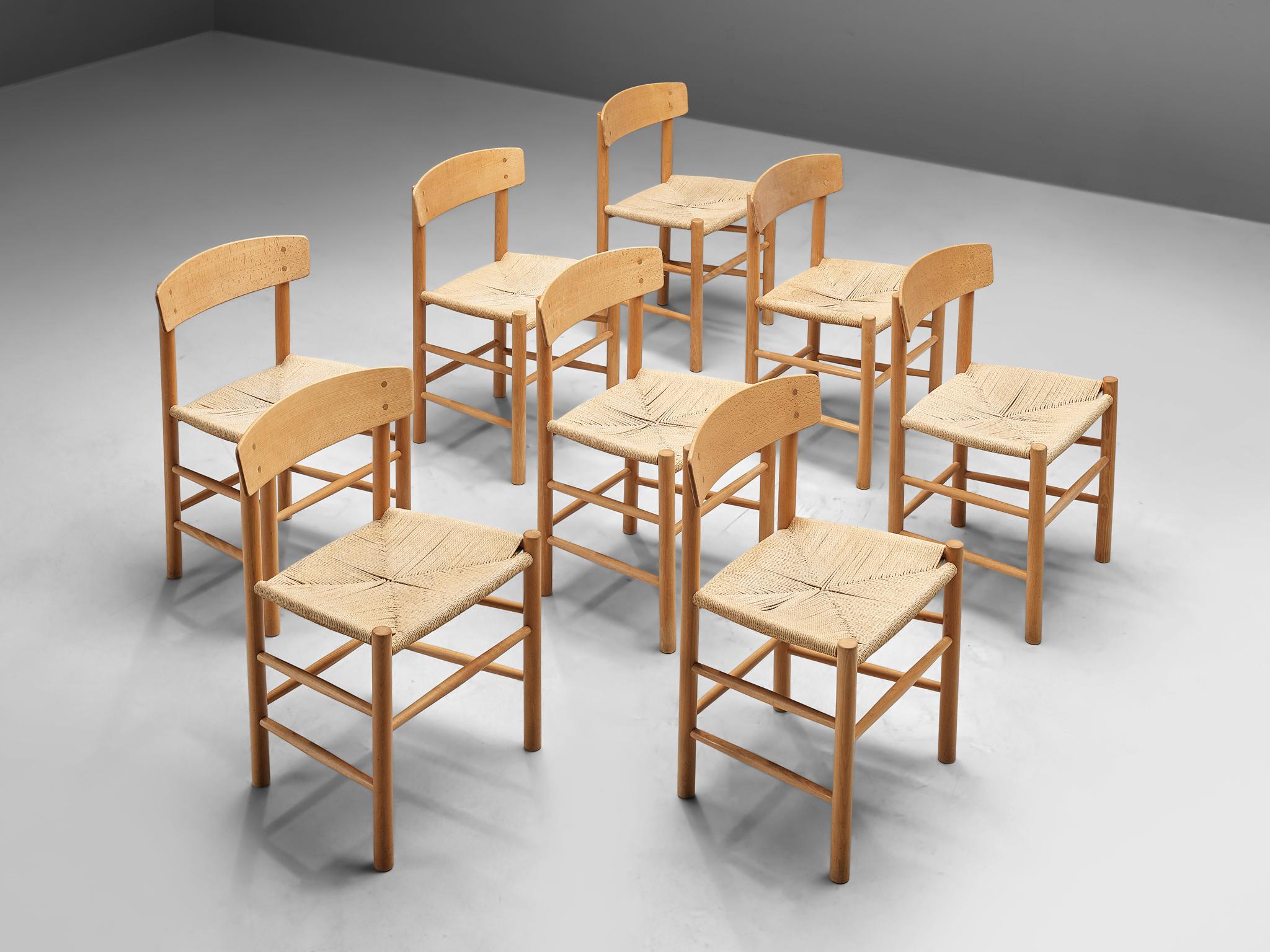 Danish Børge Mogensen Set of Eight Dining Chairs Model 'J39'