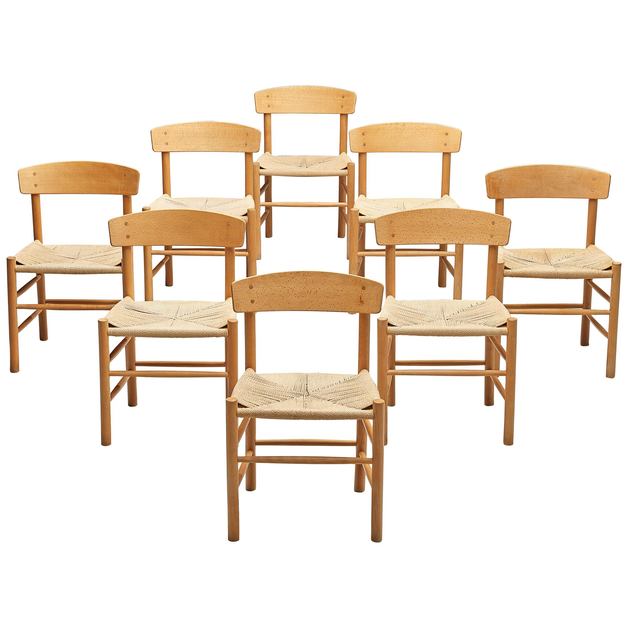 Børge Mogensen Set of Eight Dining Chairs Model 'J39'