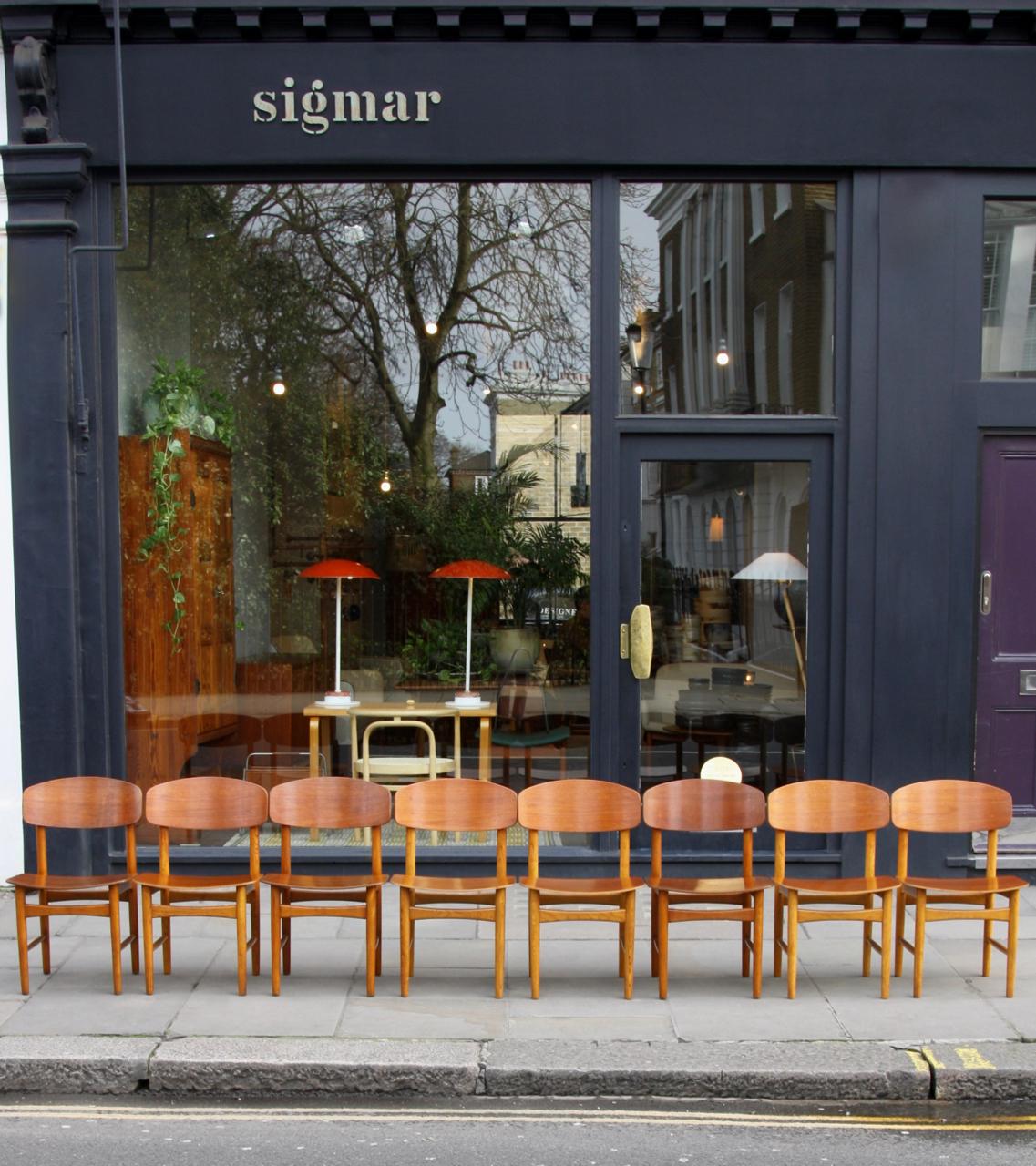 Børge Mogensen Set of Eight Teak and Oak Model #156 Chairs 8
