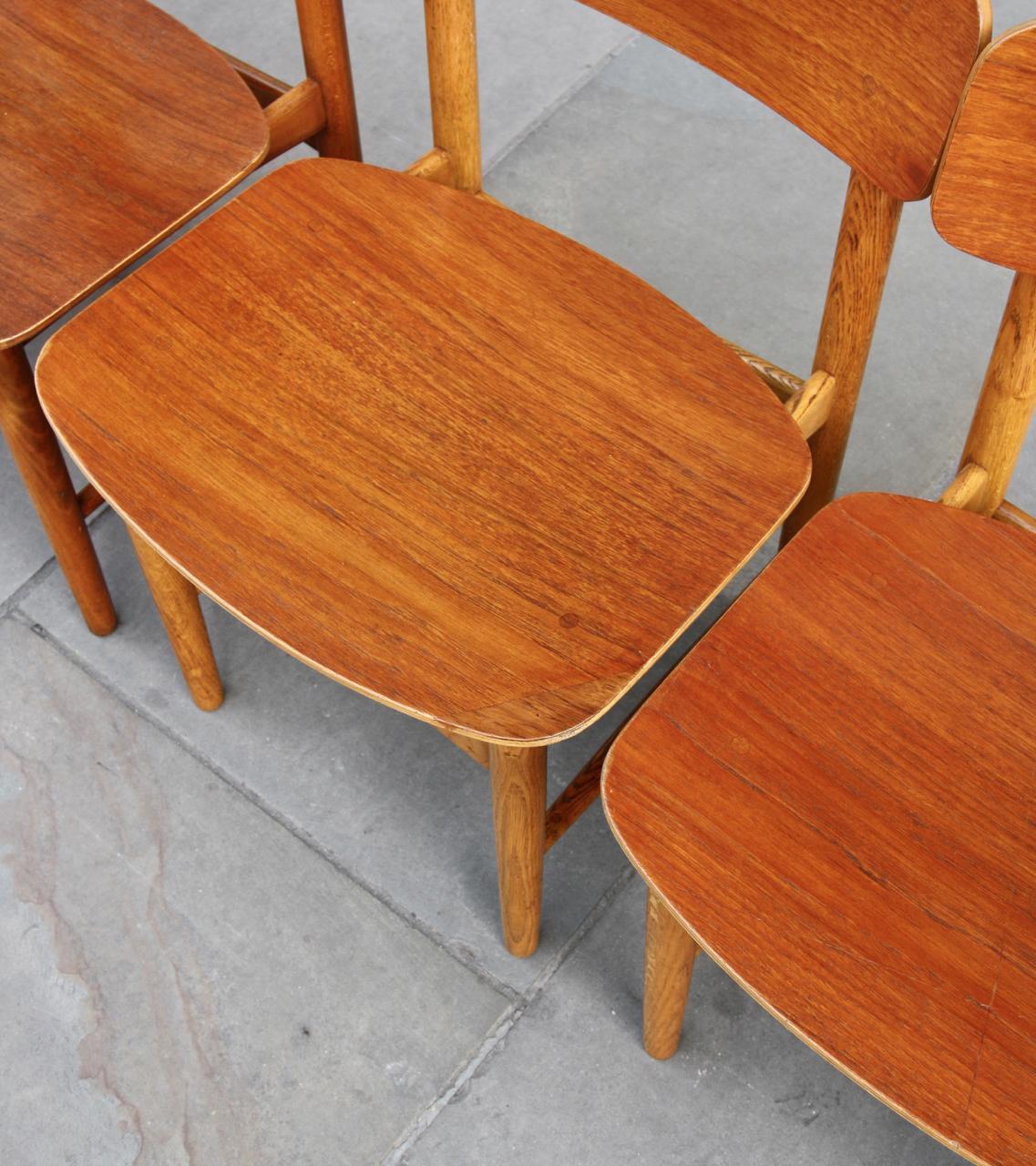 Danish Børge Mogensen Set of Eight Teak and Oak Model #156 Chairs