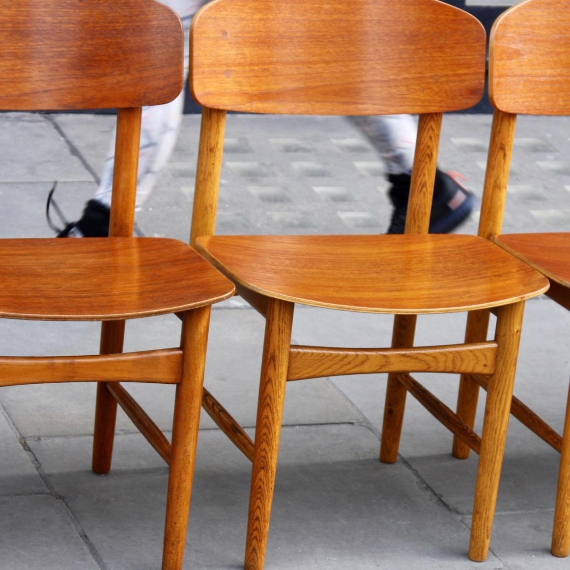 Børge Mogensen Set of Eight Teak and Oak Model #156 Chairs 2