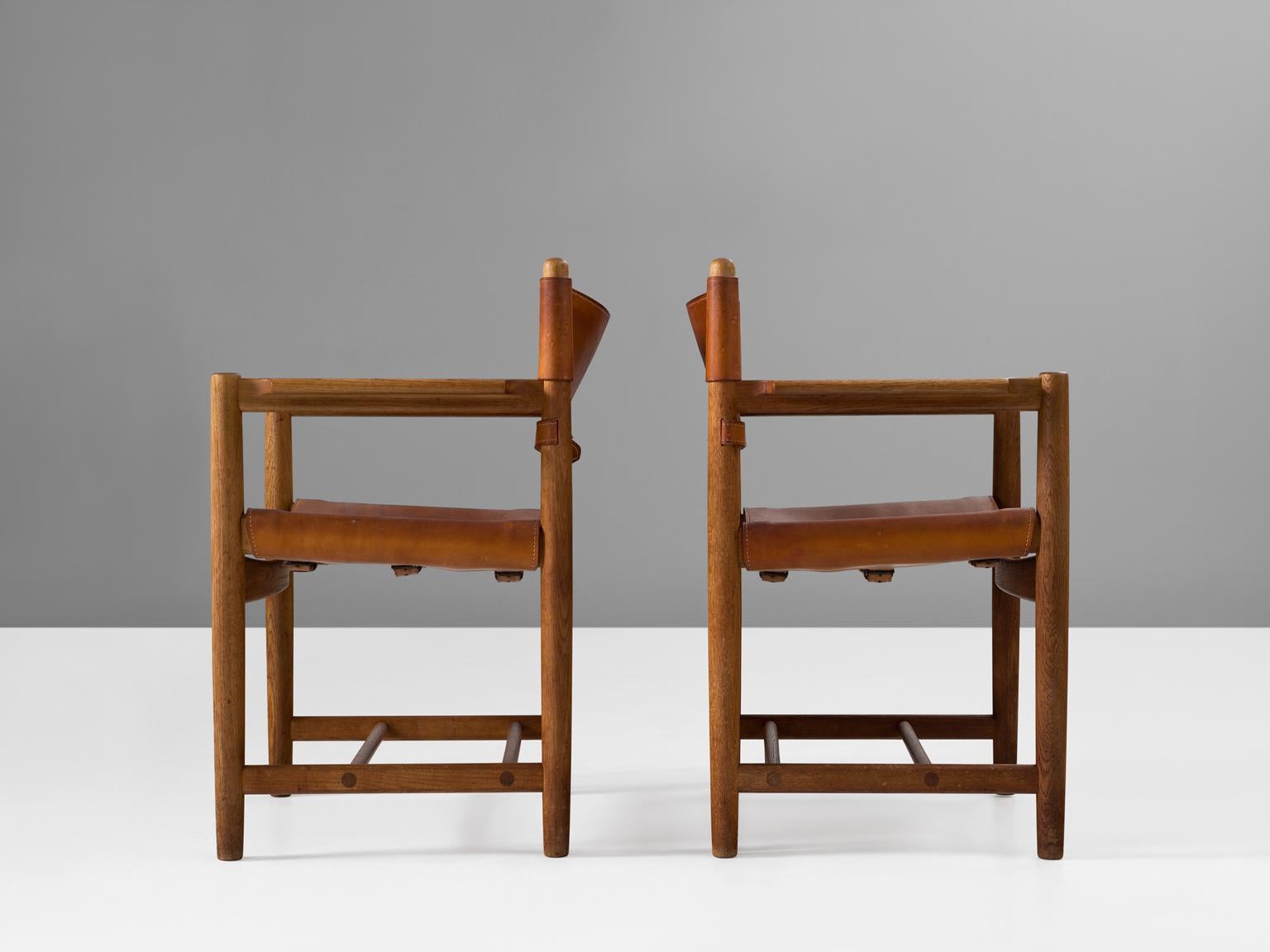Set aus vier '3238'-Sesseln von Mogensen aus Eiche und cognacfarbenem Leder (Dänisch)