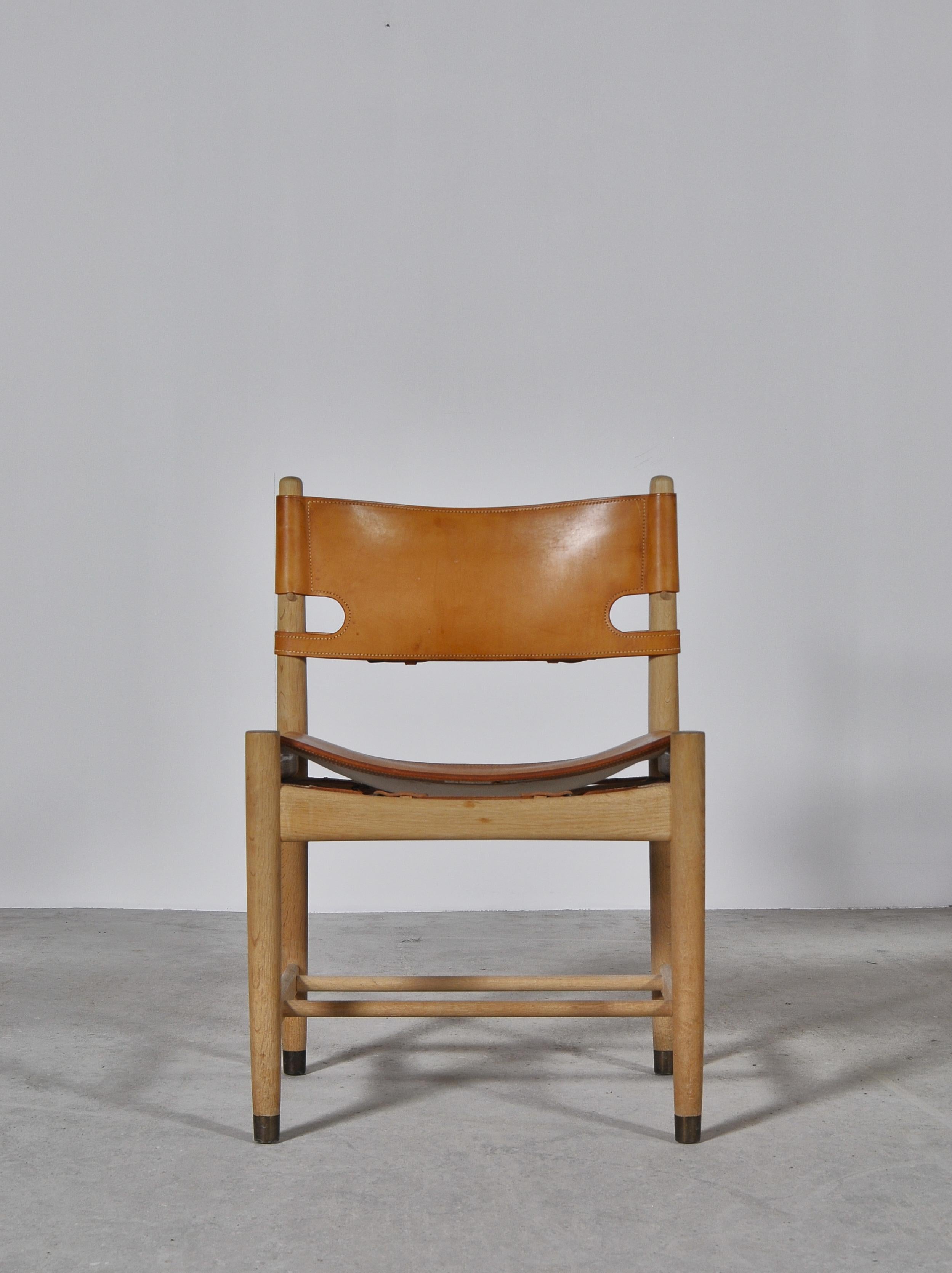 Børge Mogensen Set of Oak and Leather "Spanish" Dining Chairs Model