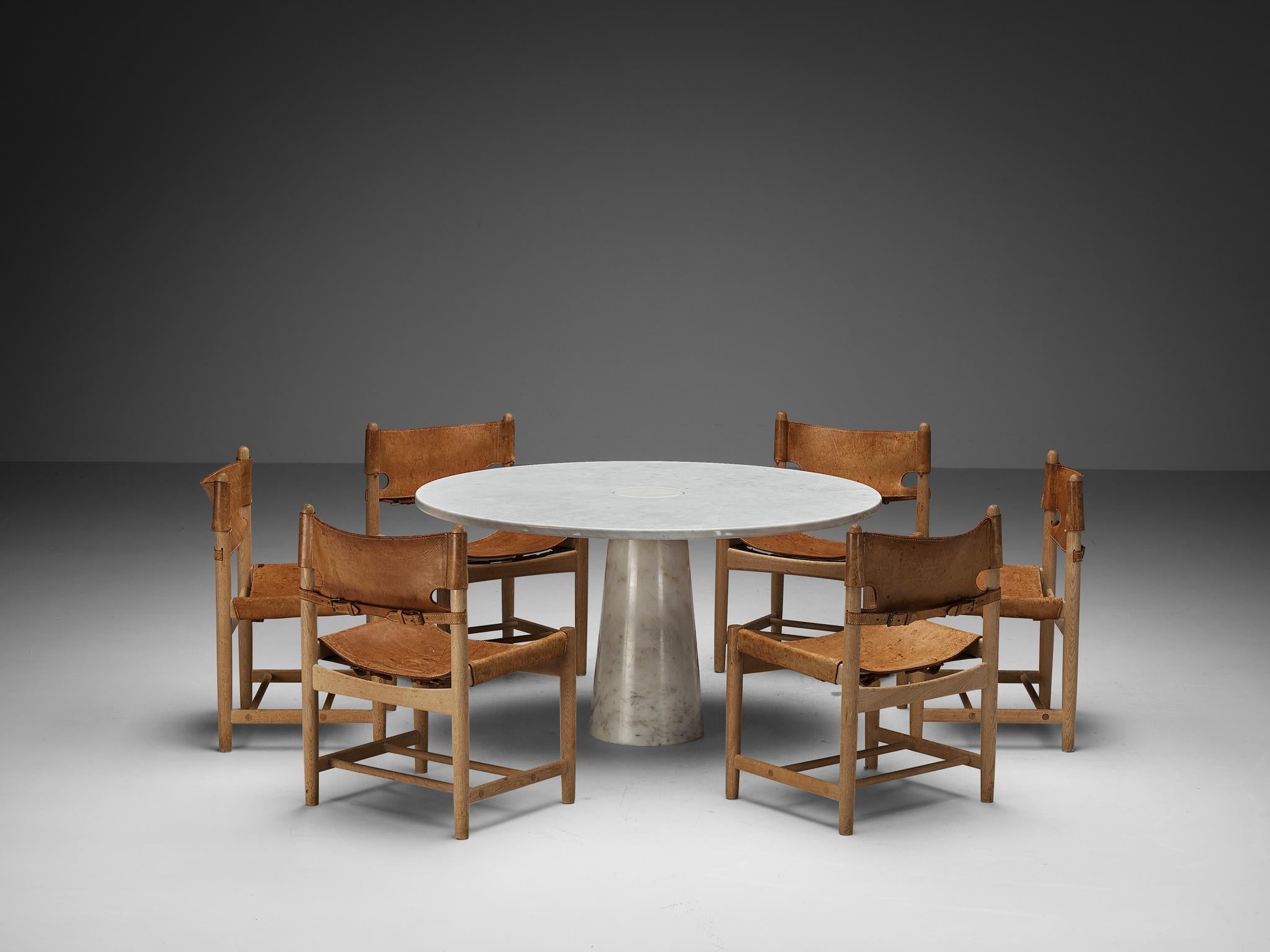 Børge Mogensen Set of Six Armchairs & Angelo Mangiarotti Eros Dining Table  In Good Condition For Sale In Waalwijk, NL