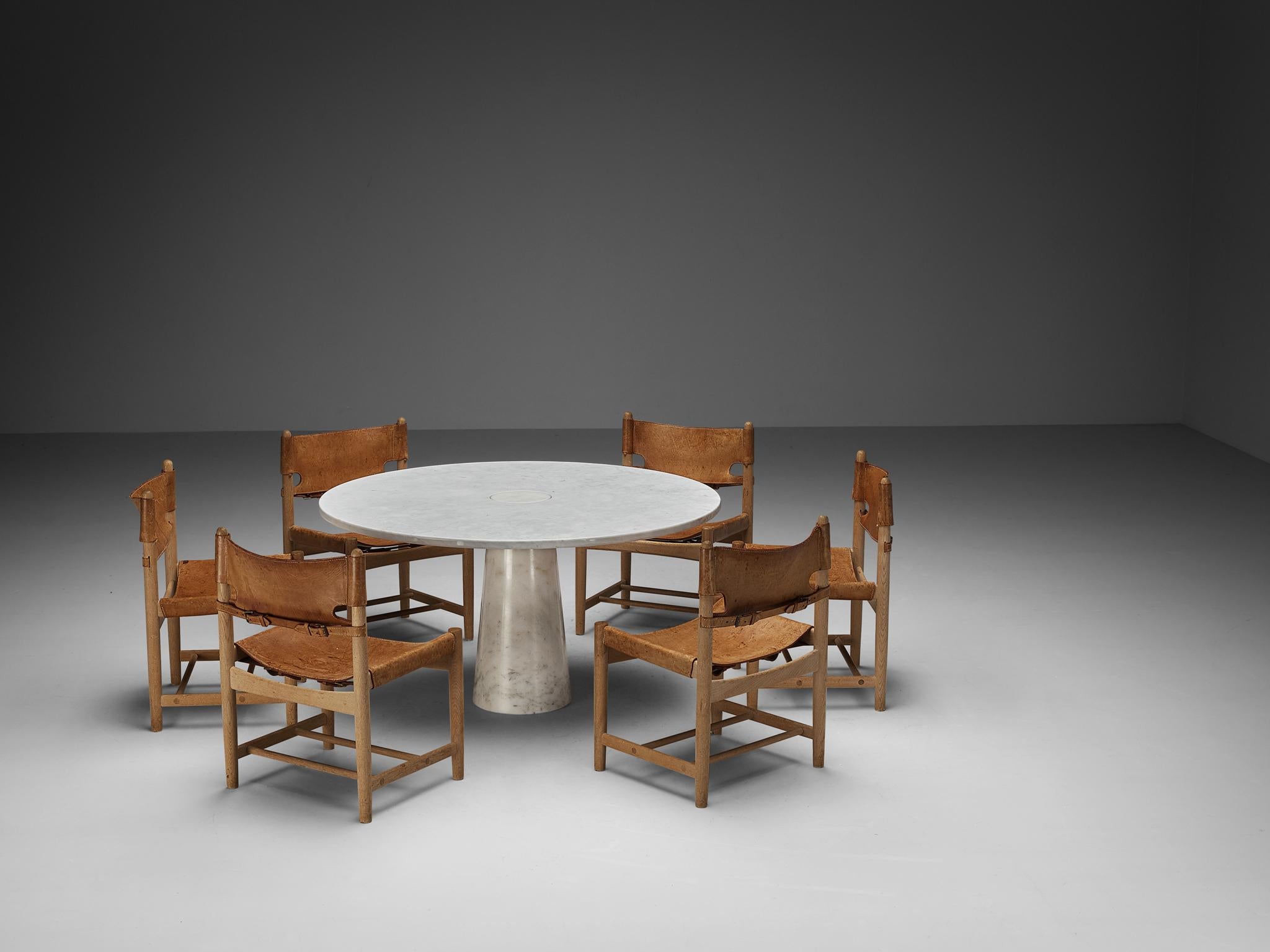 Laiton Ensemble de six fauteuils Børge Mogensen et table de salle à manger Angelo Mangiarotti Eros  en vente