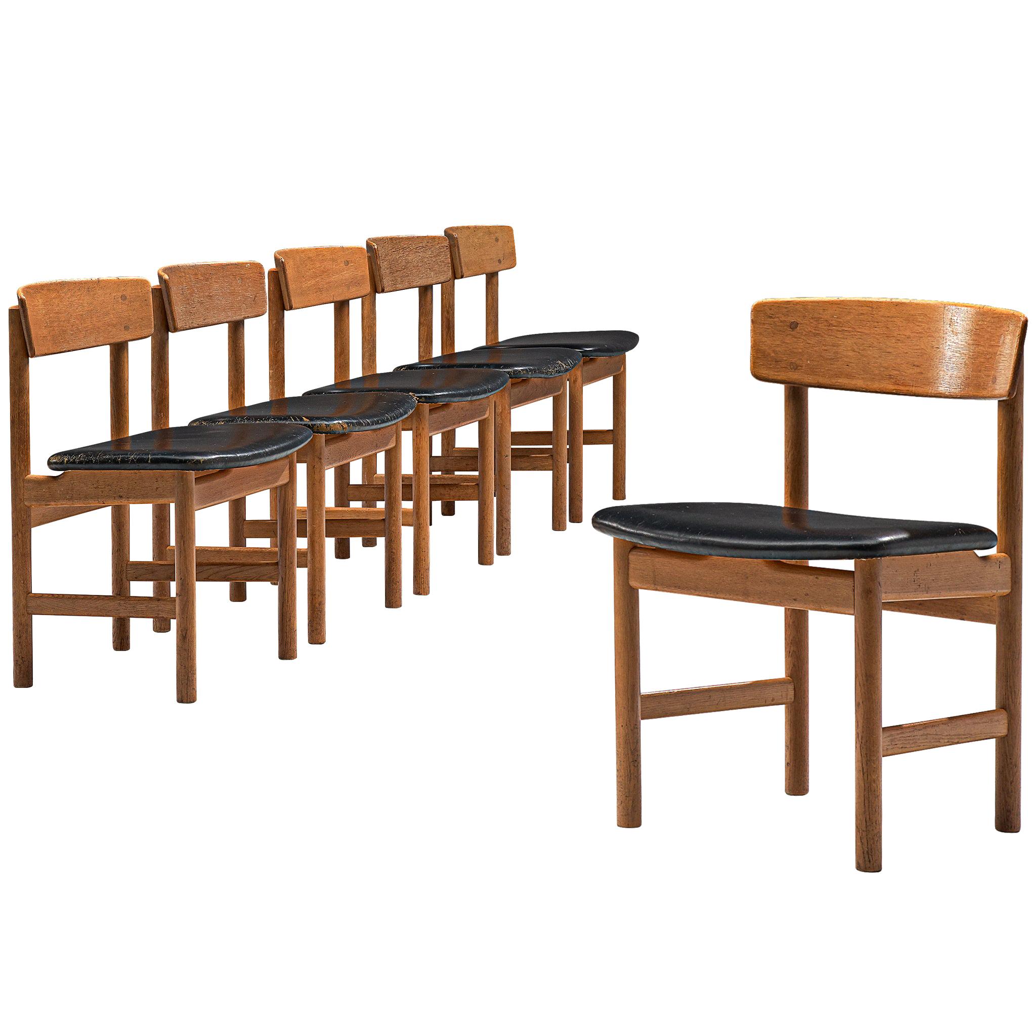 Børge Mogensen Set of Six Dining Chairs Model 3236 in Oak