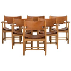 Retro Børge Mogensen Set of Six Dinning Chairs for Fredericia Furniture