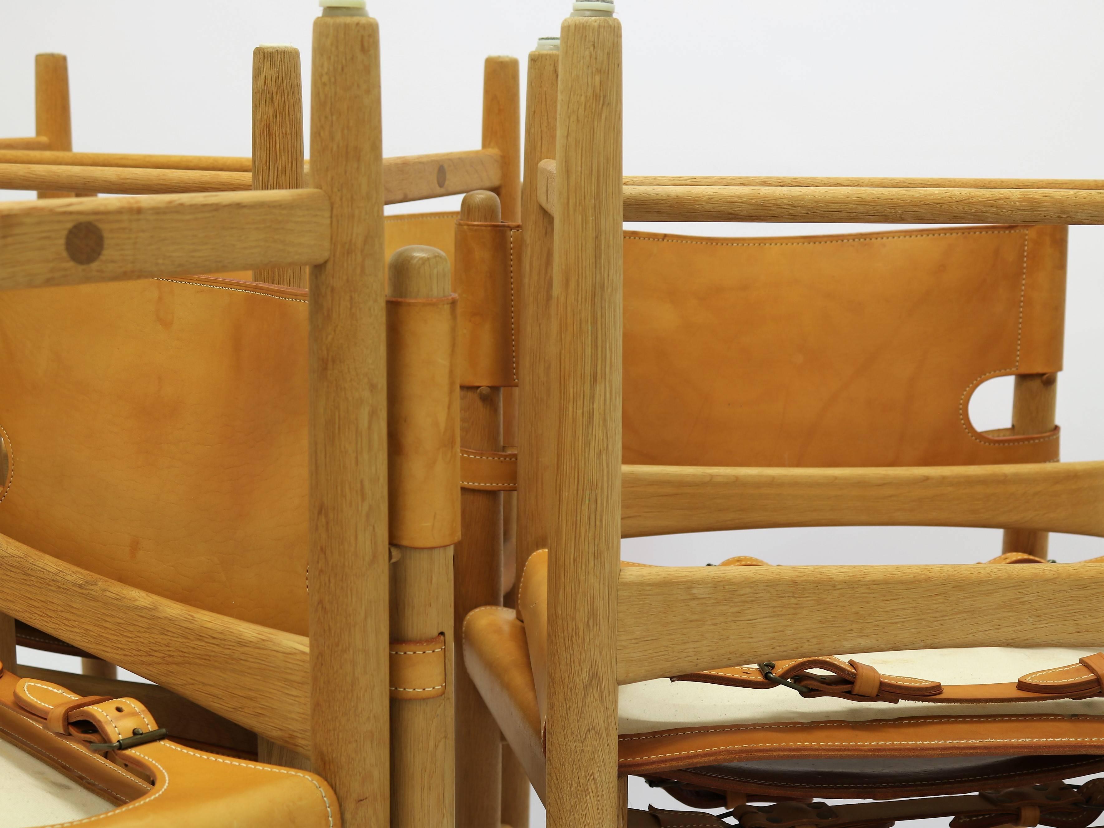 Børge Mogensen Set of Six Oak and Leather Dining Chairs, BM 3237, 1960s In Good Condition In Odense, DK