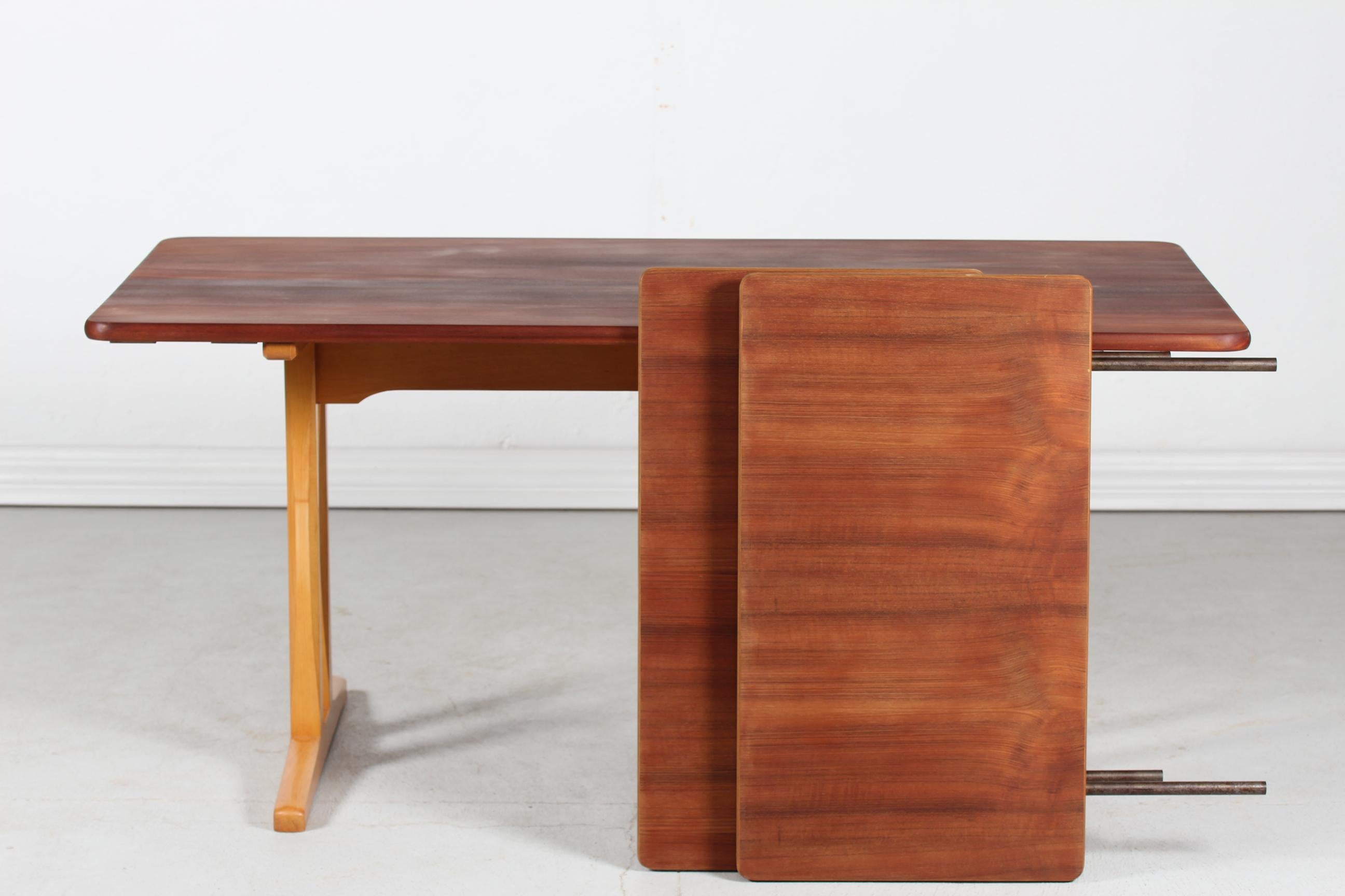 Mid-Century Modern Børge Mogensen Shaker Table C 18 of Teak and Beech by FDB Møbler Denmark 1950s