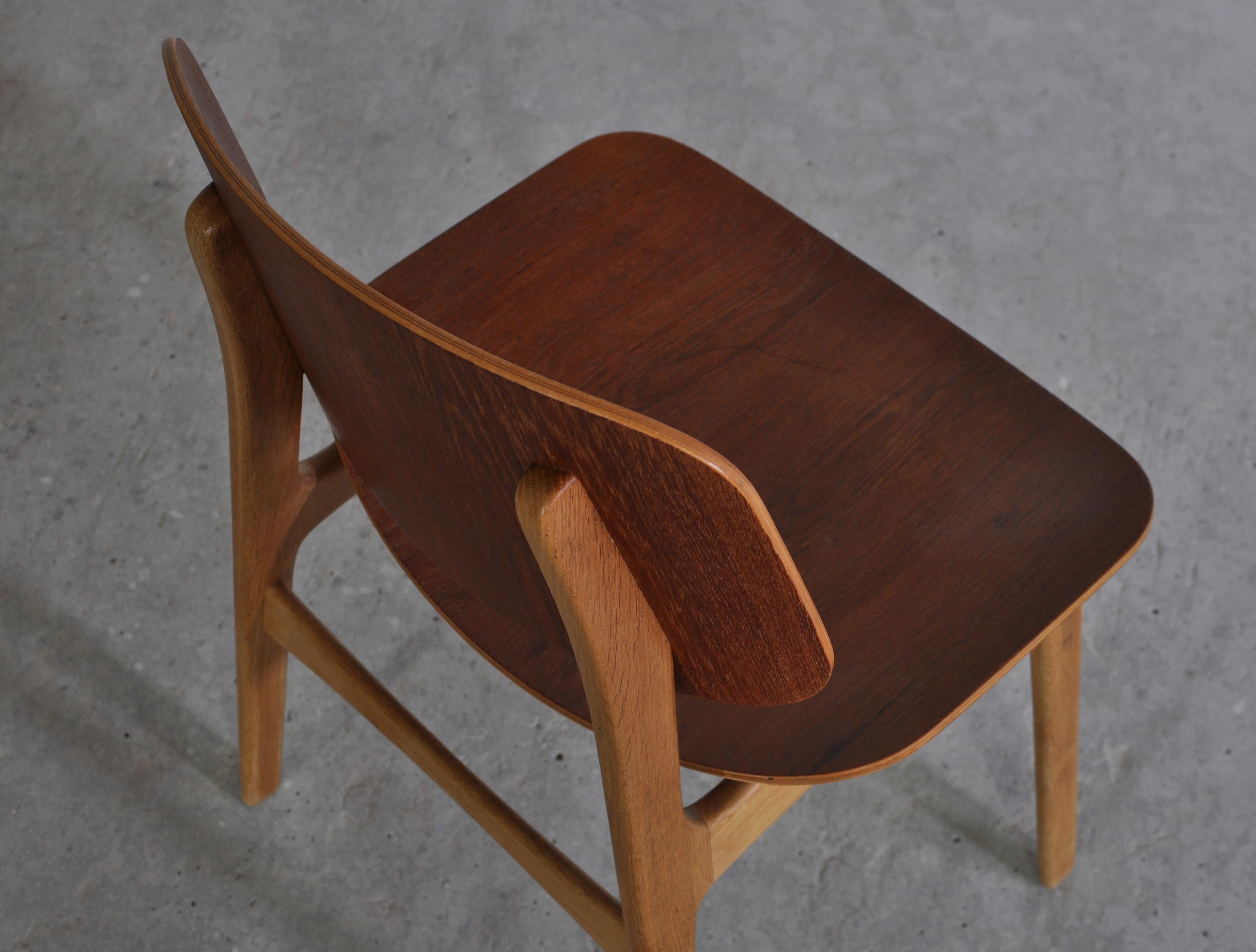 Børge Mogensen Side Chair in Teak and Oak by Søborg Møbelfabrik in the 1950s 1