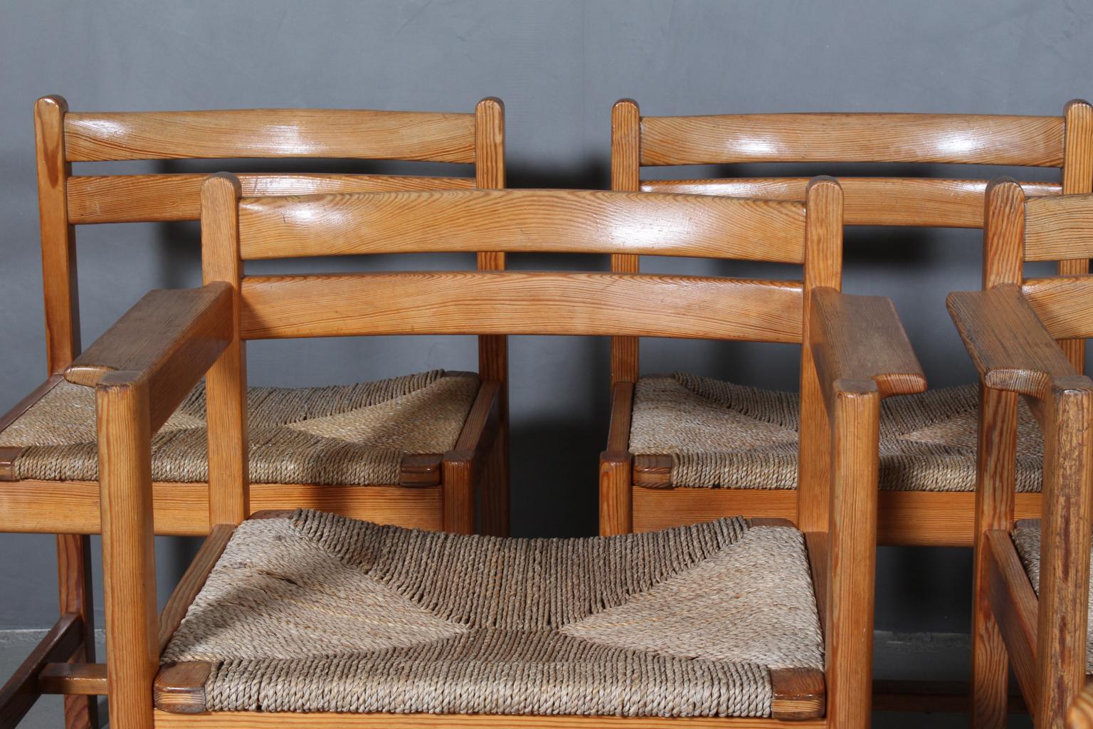 Late 20th Century Børge Mogensen Six Dining Chairs, Model Asserbo, Oregon Pine