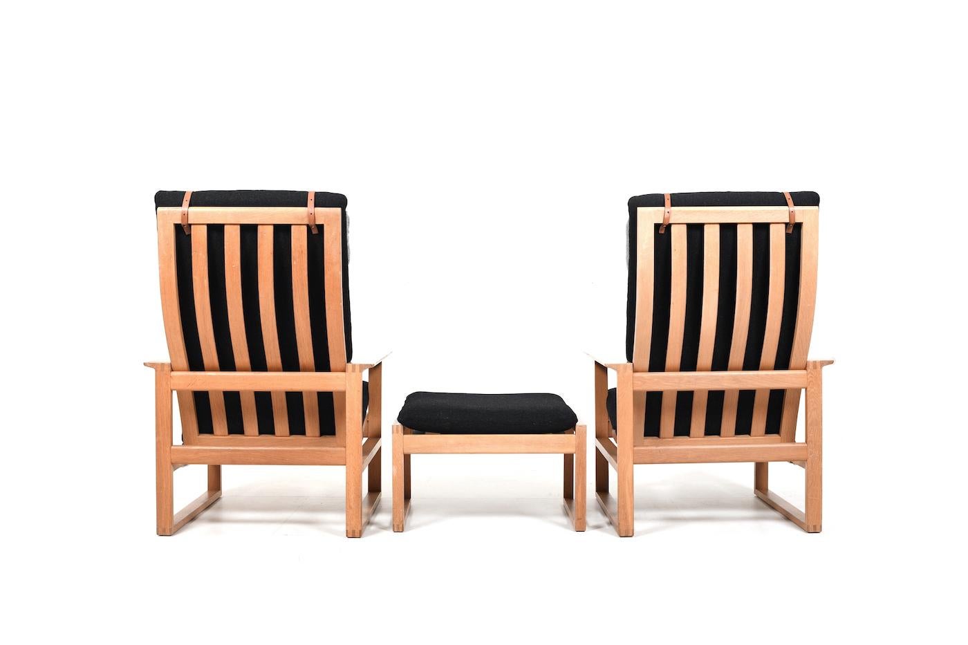 Børge Mogensen Sled Chairs BM-2254 and Stool 1960s For Sale 1