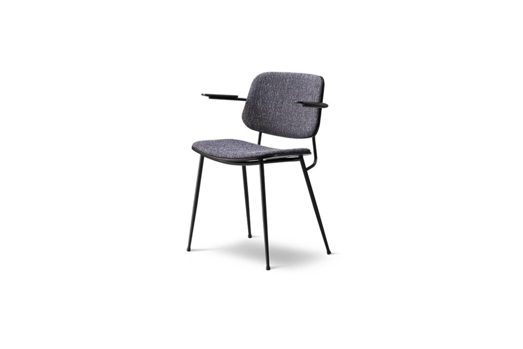 Soborg-Sessel mit Stahlrahmen, Sitz und Rückenlehne gepolstert, Mogensen (Moderne der Mitte des Jahrhunderts) im Angebot