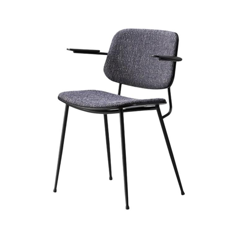 Børge Mogensen Soborg Armchair – Steel Frame, Seat & Back Upholstered For Sale