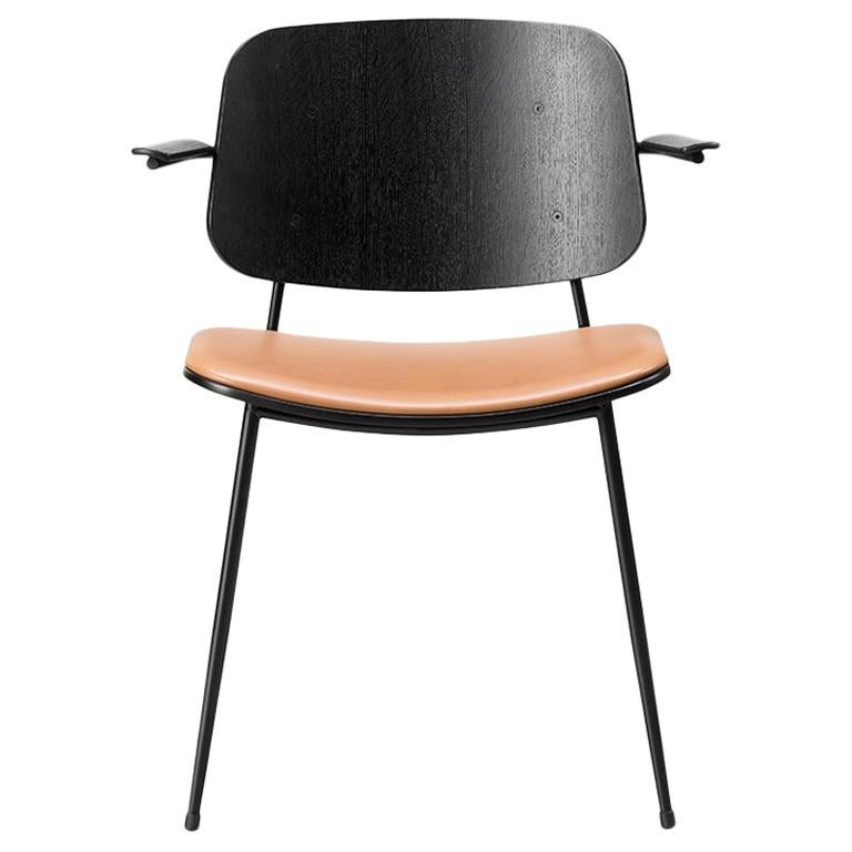 Børge Mogensen Soborg Armchair, Steel Frame, Seat Upholstered For Sale