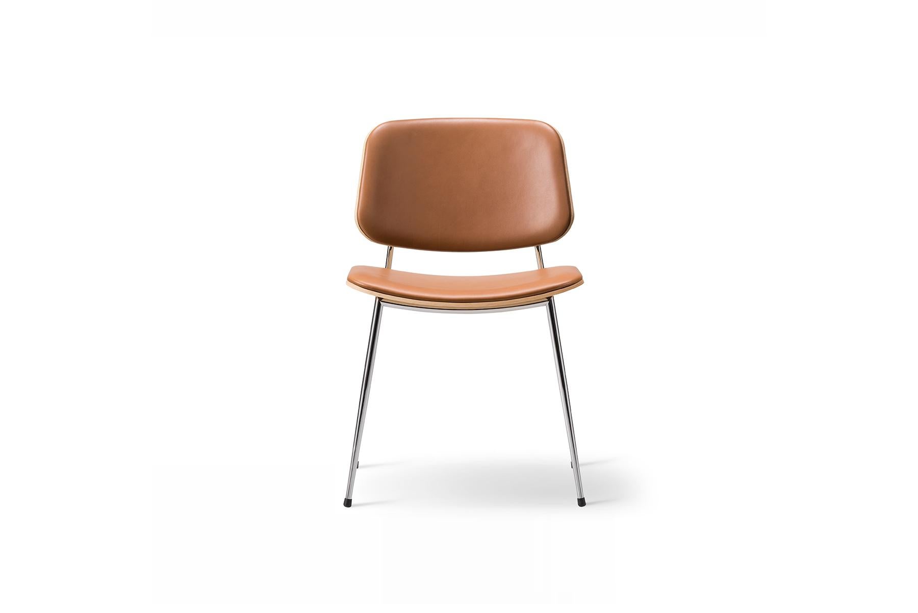 Mid-Century Modern Børge Mogensen Soborg Chair – Steel Frame, Seat & Back Upholstered For Sale