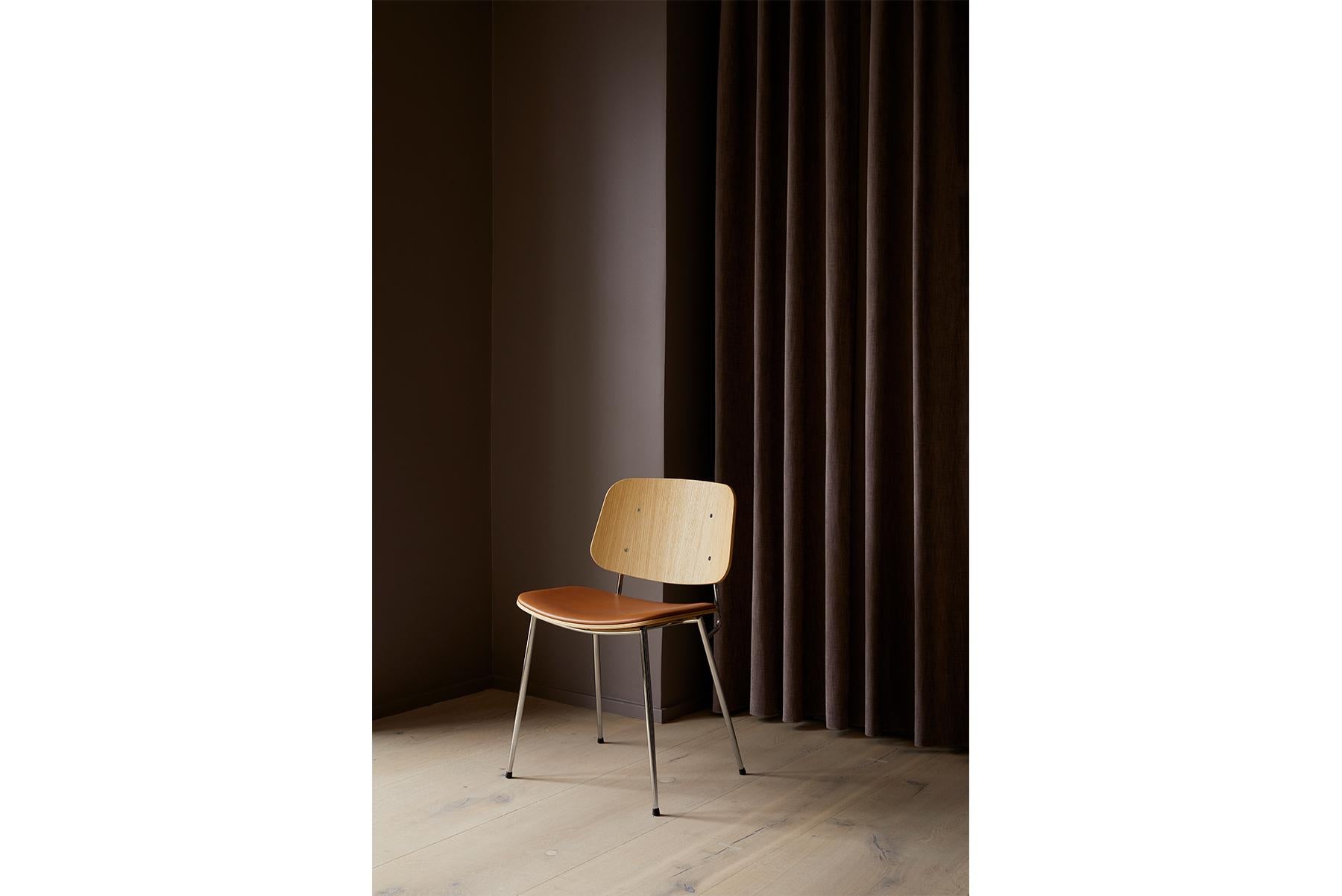 American Børge Mogensen Soborg Chair, Steel Frame, Seat Upholstered For Sale