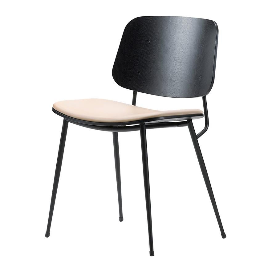 Børge Mogensen Soborg Chair, Steel Frame, Seat Upholstered For Sale