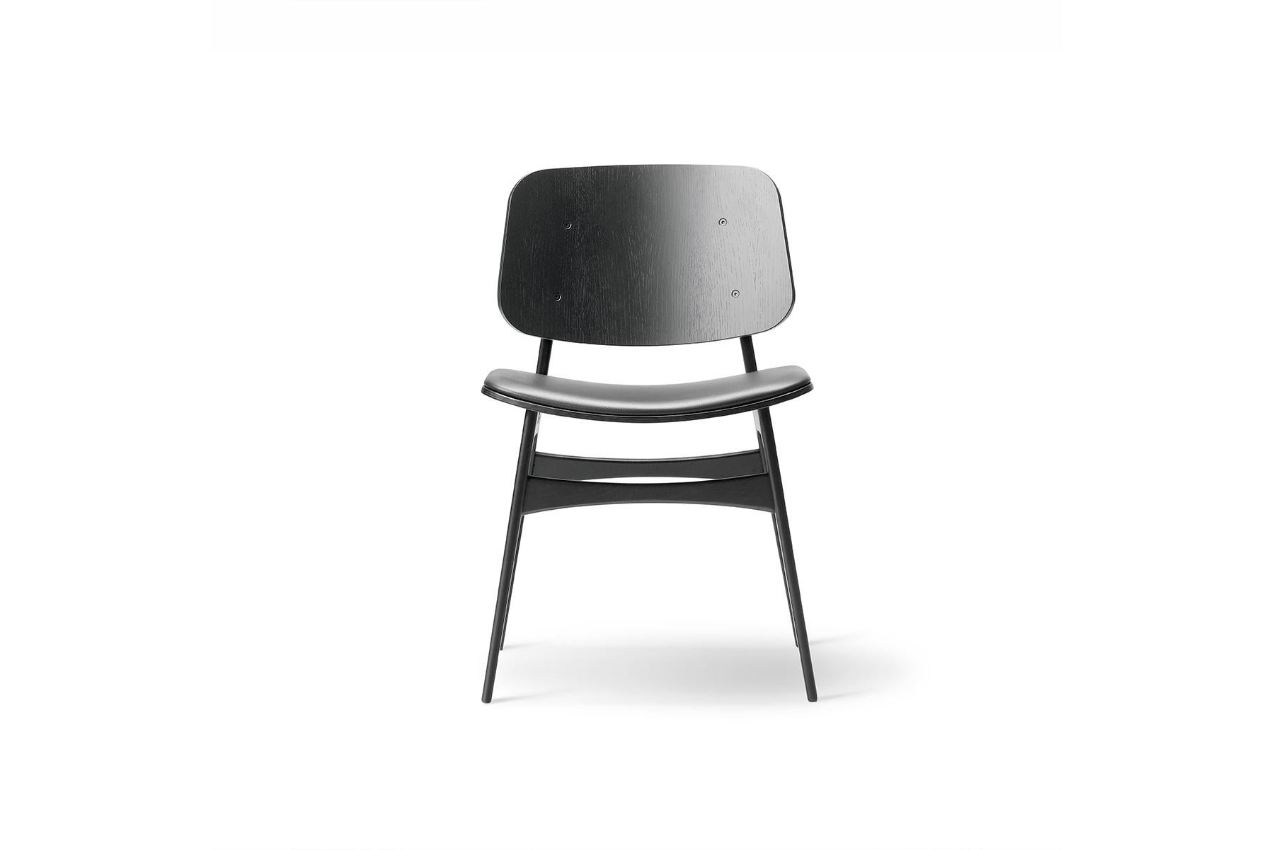 Mid-Century Modern Børge Mogensen Soborg Chair, Wood Frame, Seat Upholstered For Sale
