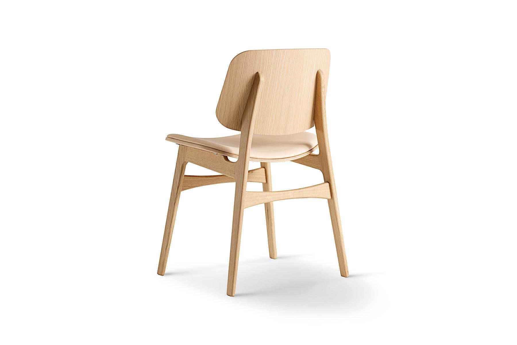 American Børge Mogensen Soborg Chair, Wood Frame, Seat Upholstered For Sale