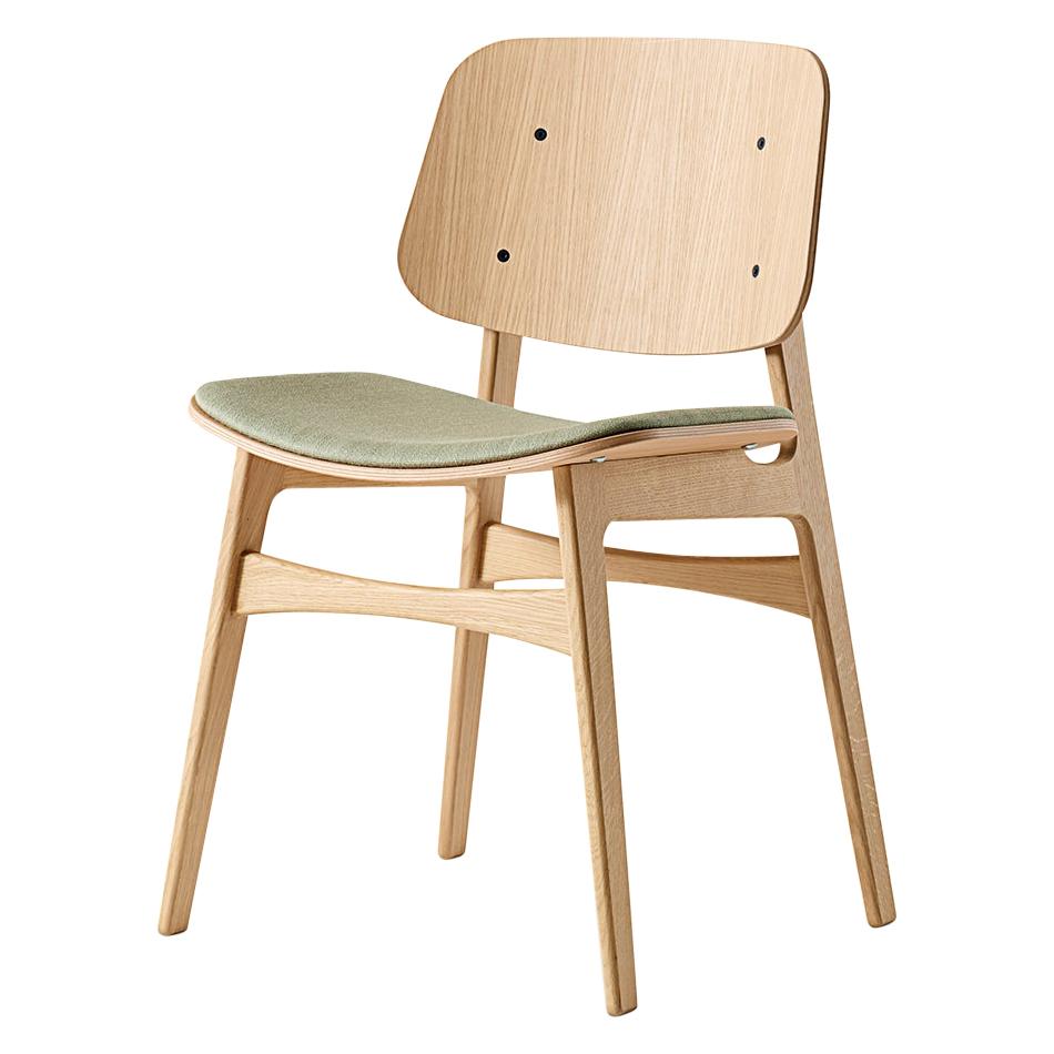 Børge Mogensen Soborg Chair, Wood Frame, Seat Upholstered For Sale