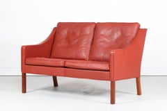 Børge Mogensen Sofa 2208 with Red Brown Leather by Fredericia Stolefabrik